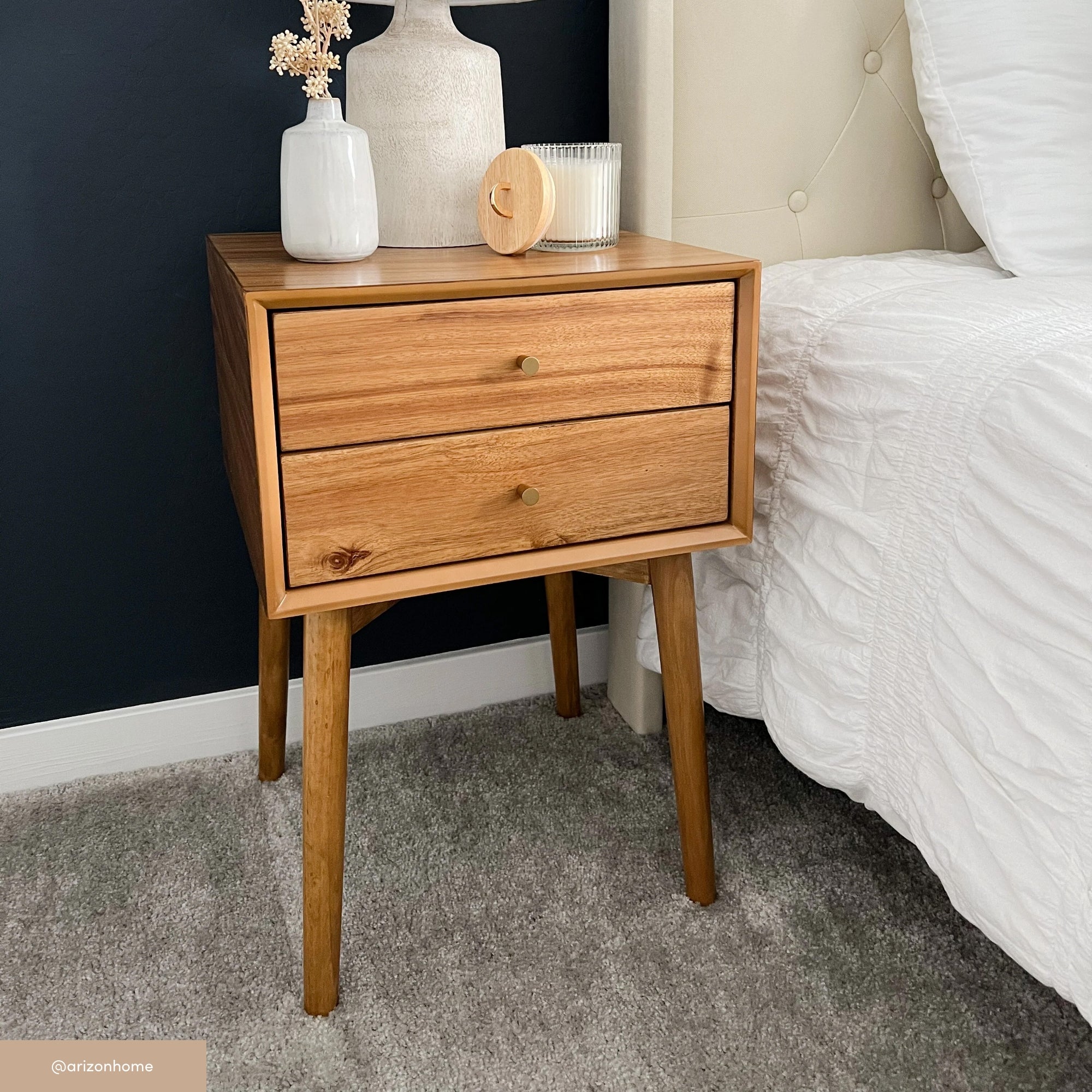 Harper Mid-Century Wood Nightstand Acacia | Nathan James