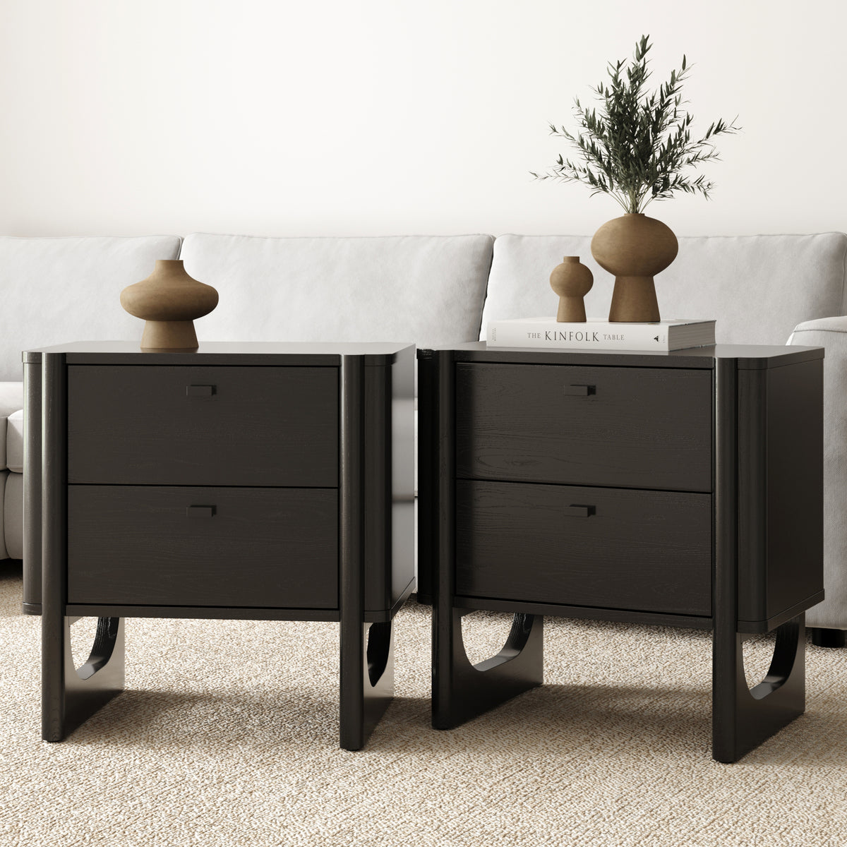 bedside dresser black Modern Luxury Black & Gold 3 Drawers Bedroom Nightstand Square Bedside Table Homary