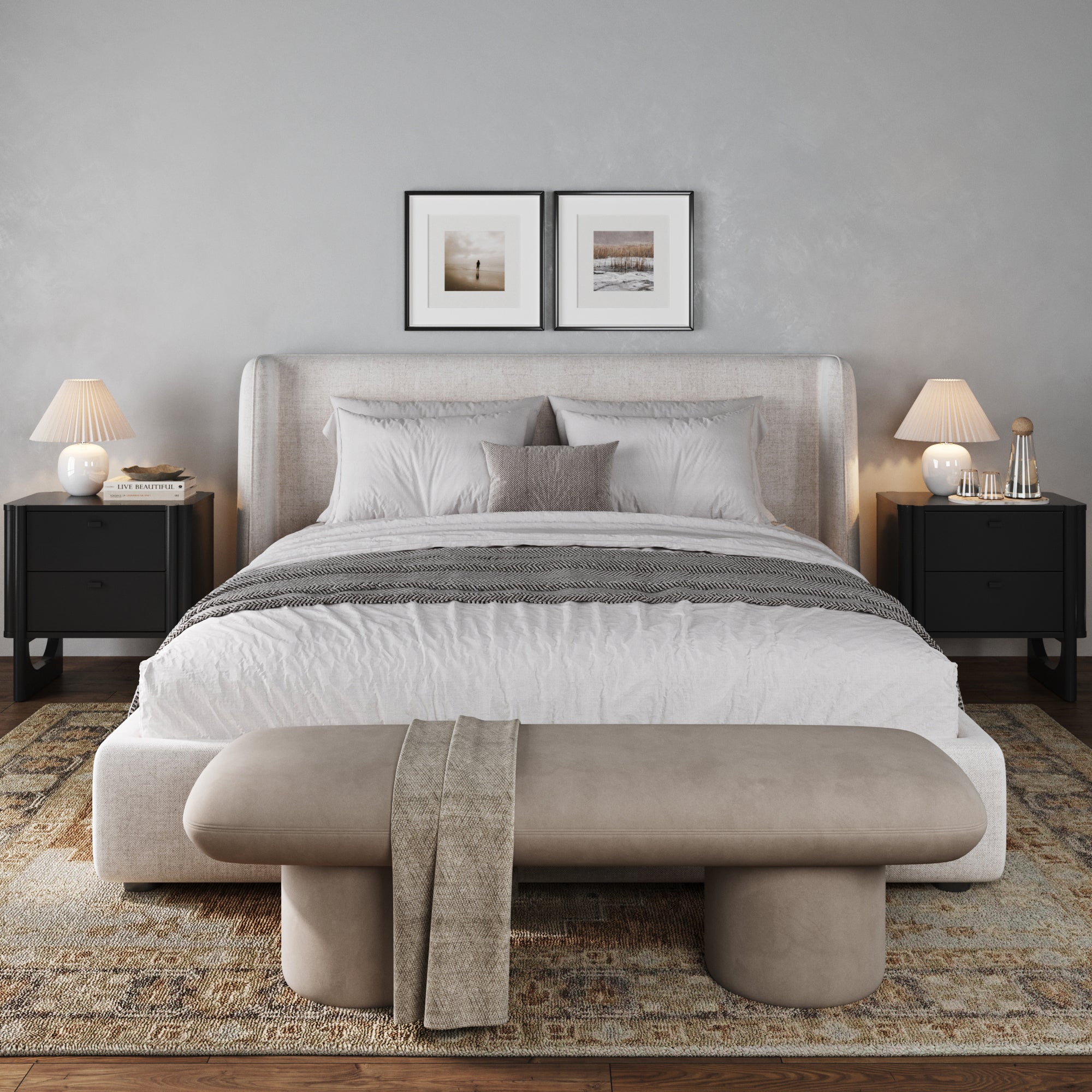 Solace Mid Century Modern 2-Drawer Solid Wood Nightstand | Nathan