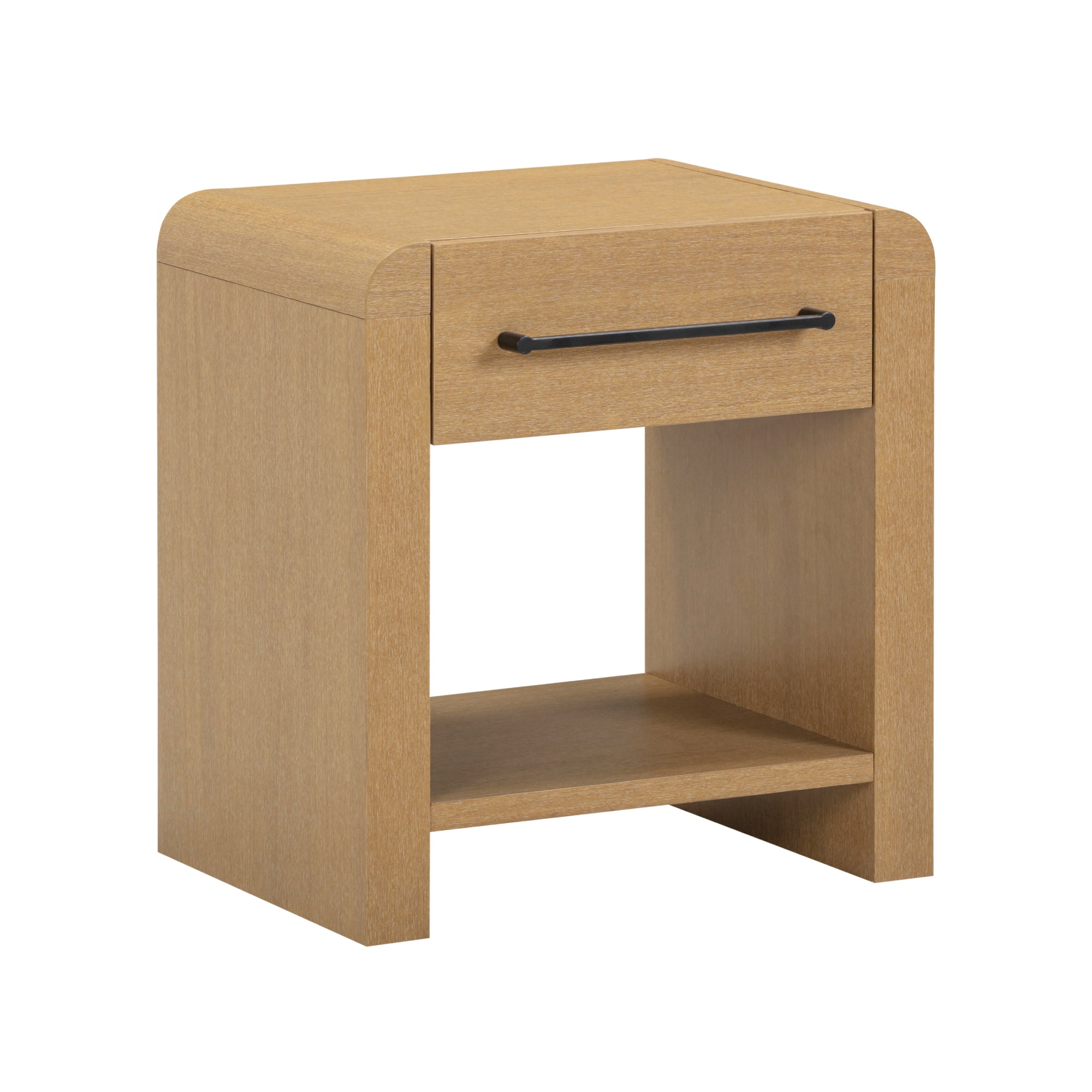 Modern 1-Drawer Nightstand with Metal Handle