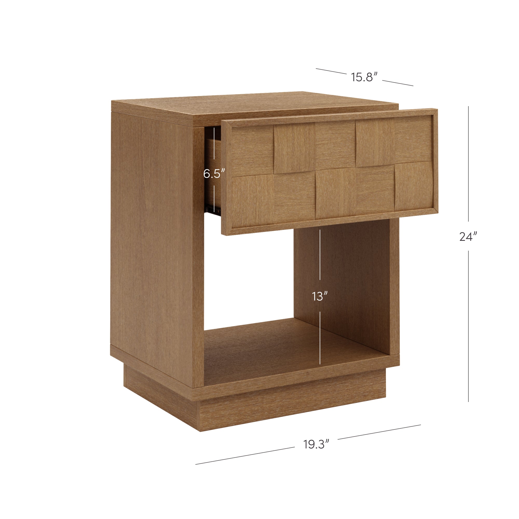 Iris 22 in. W Mid-Century Modern Rounded Wood 1-Drawer Nightstand with Drawer, Bedside Table for Bedroom or Living Room - Thumbnail 5