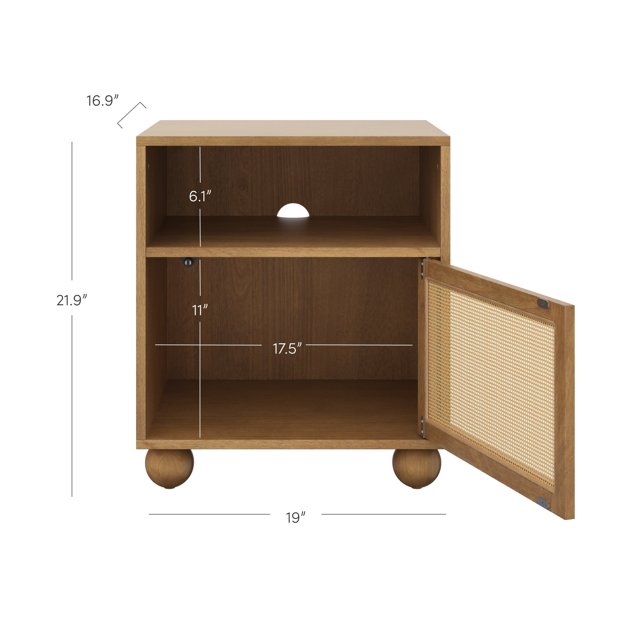 Franco Nightstand Rattan Wood Storage | Nathan James