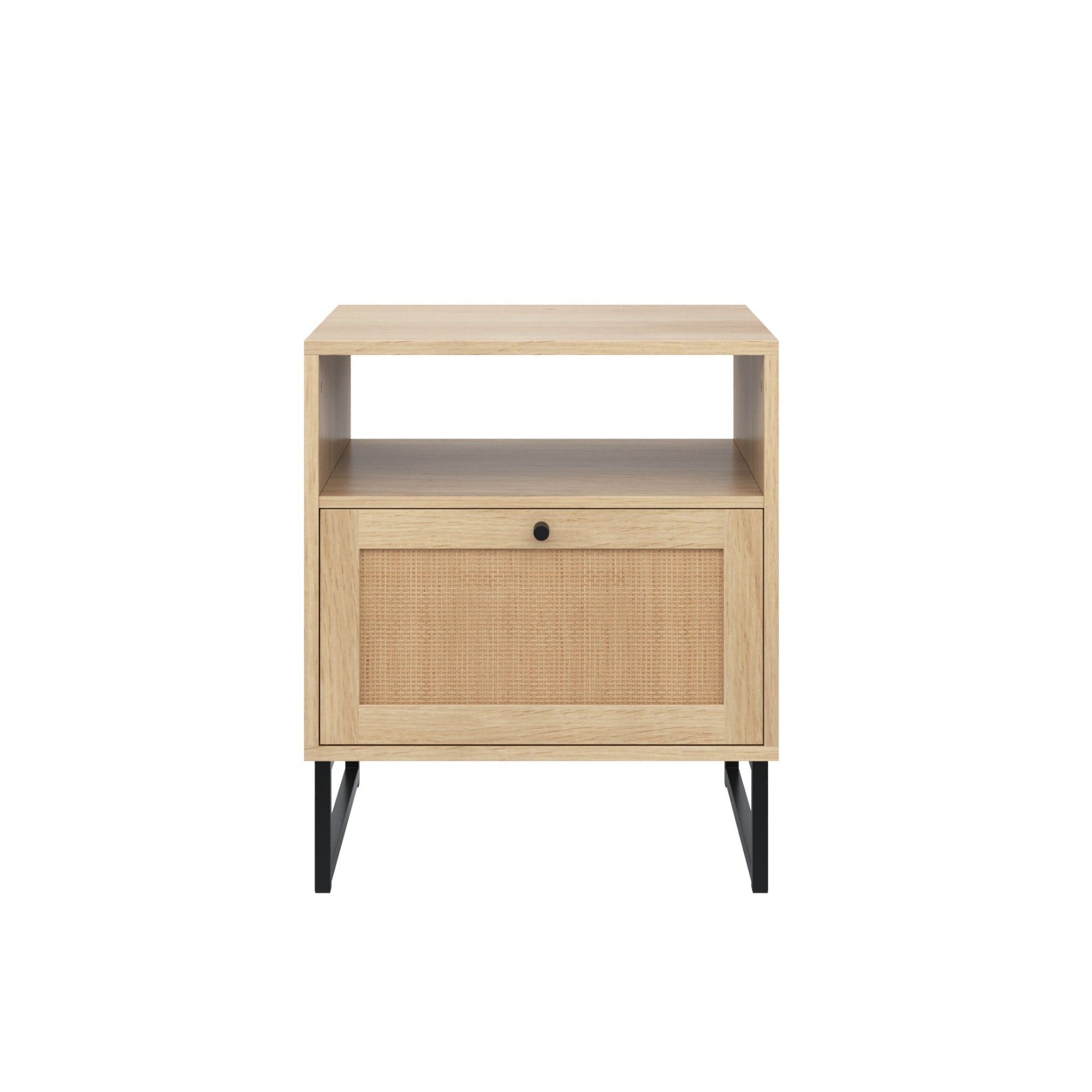 Wood & Rattan Nightstands Light Oak (Set of 2) - Thumbnail 5