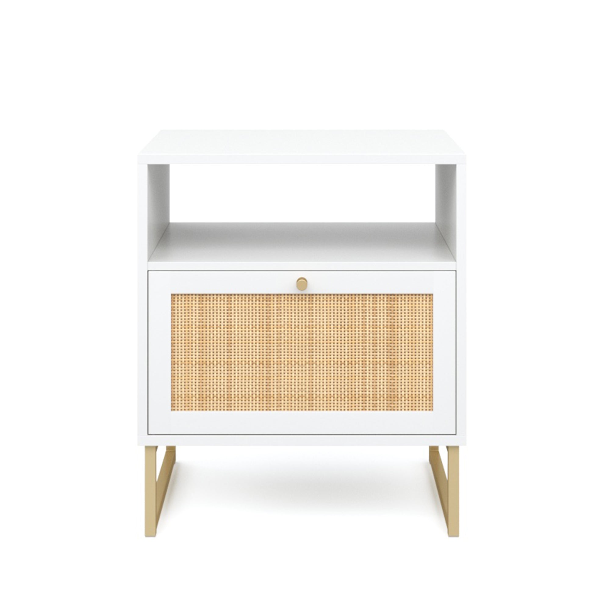 Rattan & Wood Storage Nightstand - Thumbnail 3