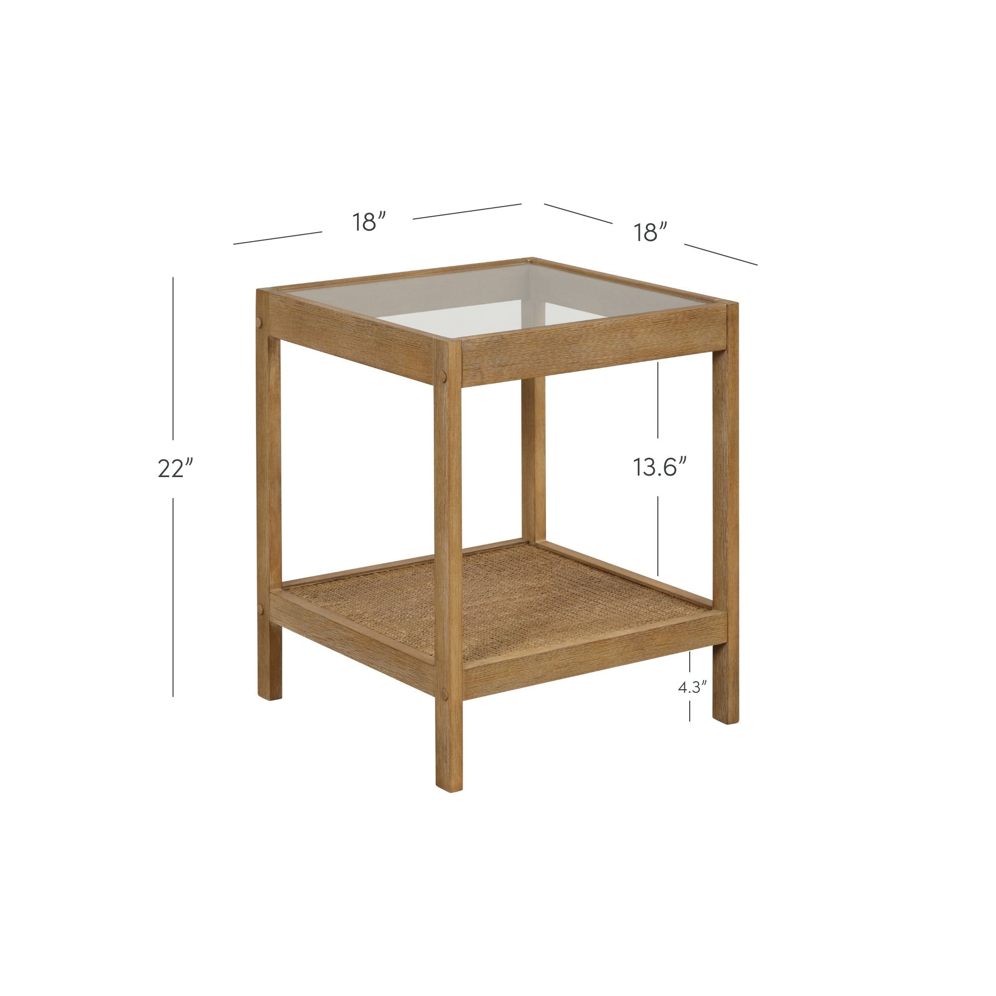Solid Wood Rattan & Glass End Table Set of 2 - Thumbnail 3