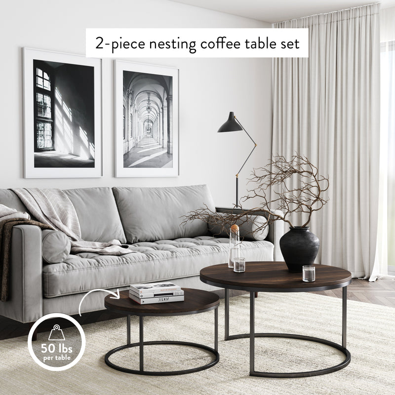 Stella Round Nesting Coffee Table Metal Frame Nathan James