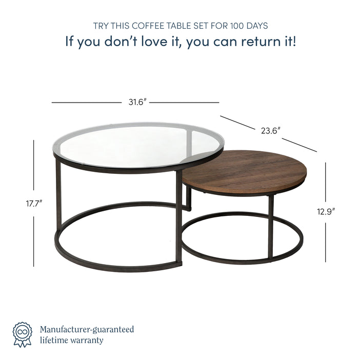 Stella Round Nesting Coffee Table Gunmetal Frame Nathan James