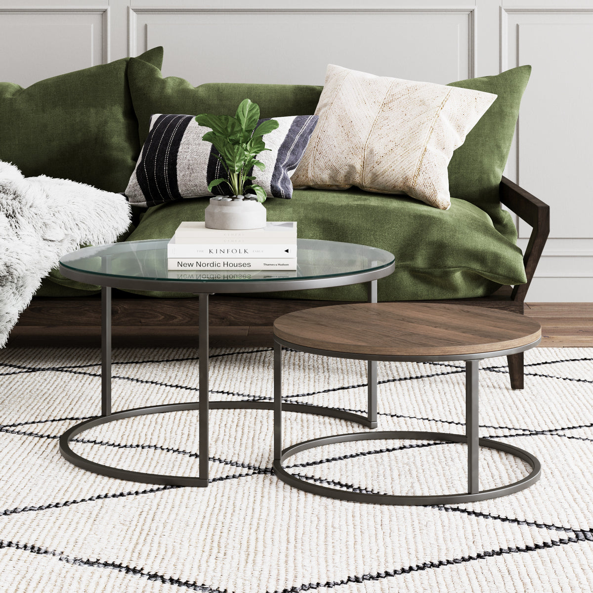 Stella Round Nesting Coffee Table Metal Frame Nathan James