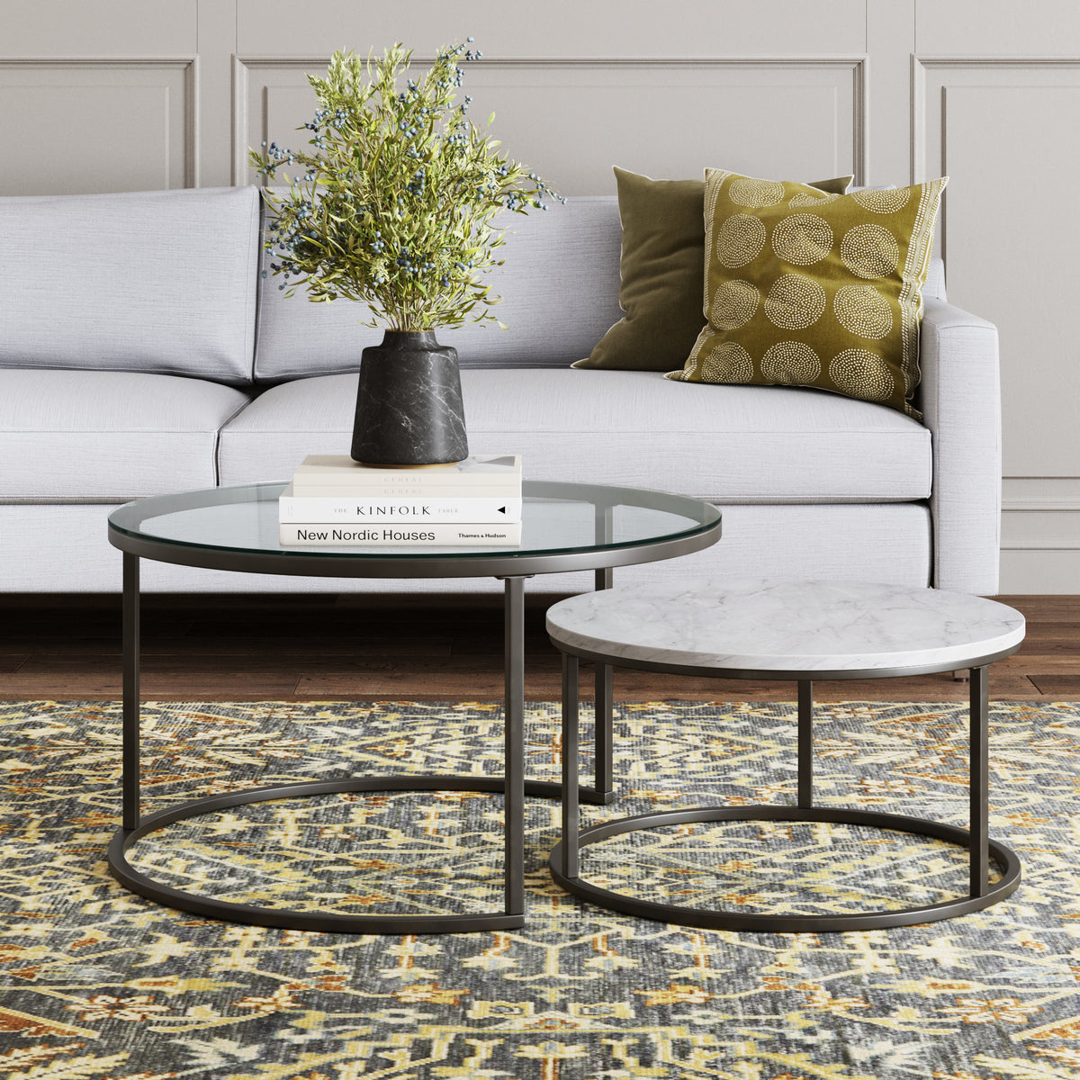 Stella Round Nesting Coffee Table Metal Frame Nathan James