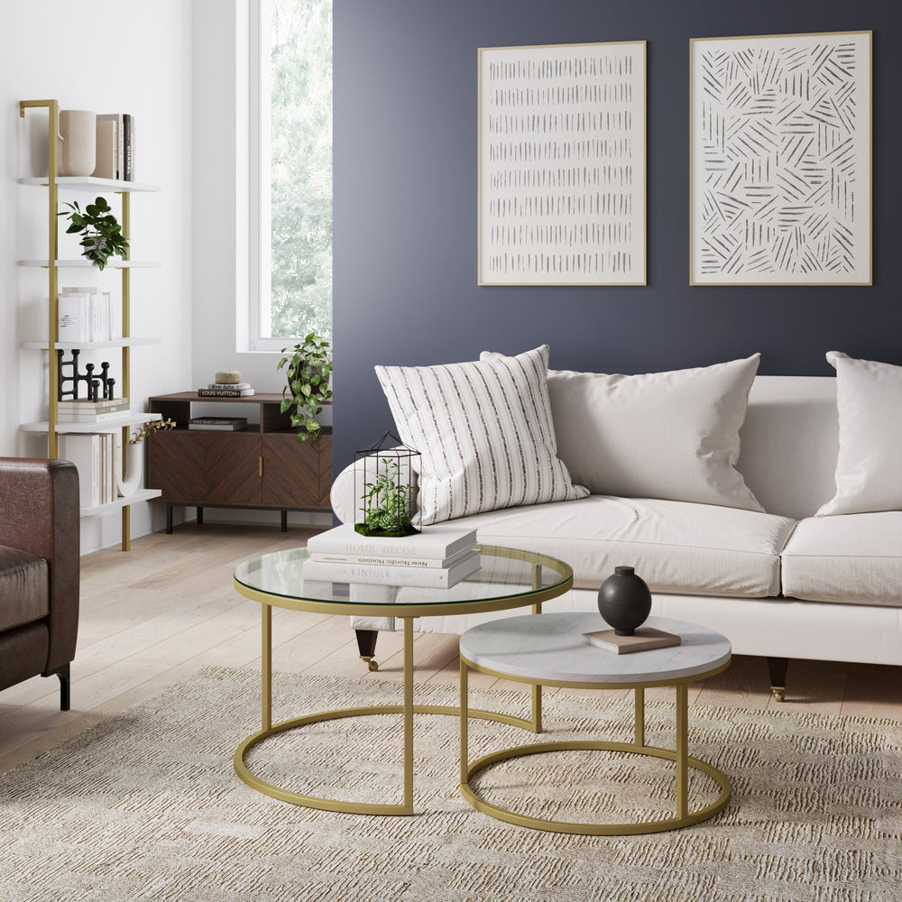 Stella Round Nesting Coffee Table Metal Frame Nathan James