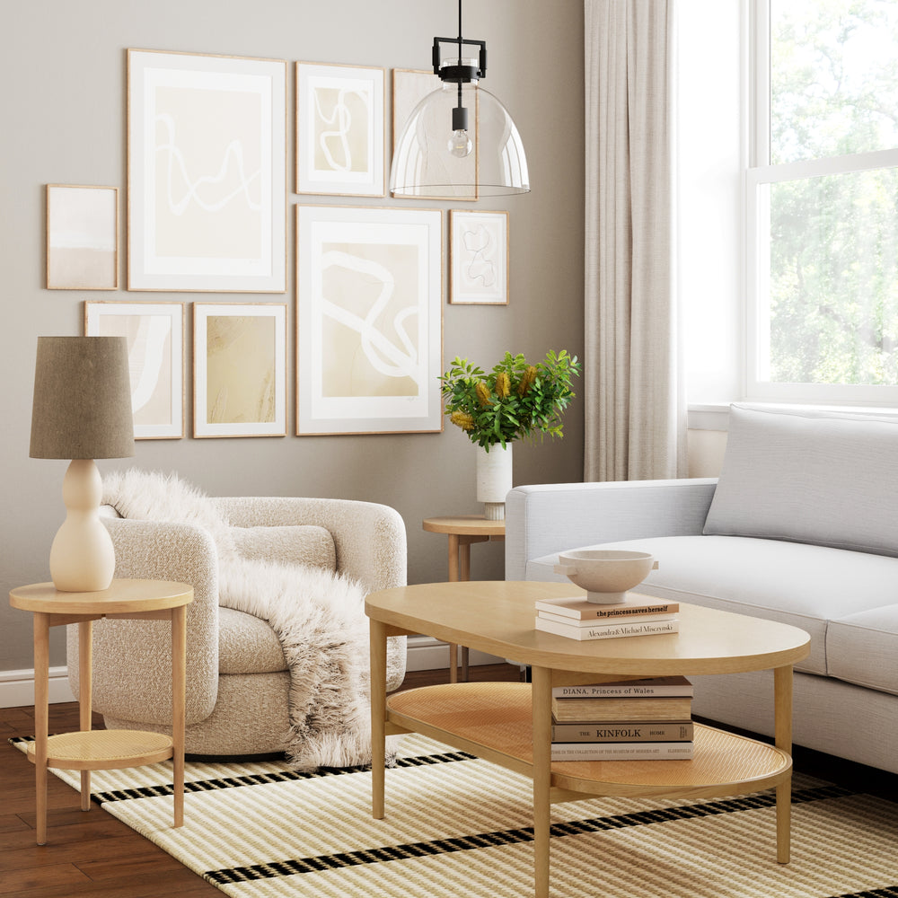 Boho Sonia Rattan Round Wood Side End Table | Nathan James