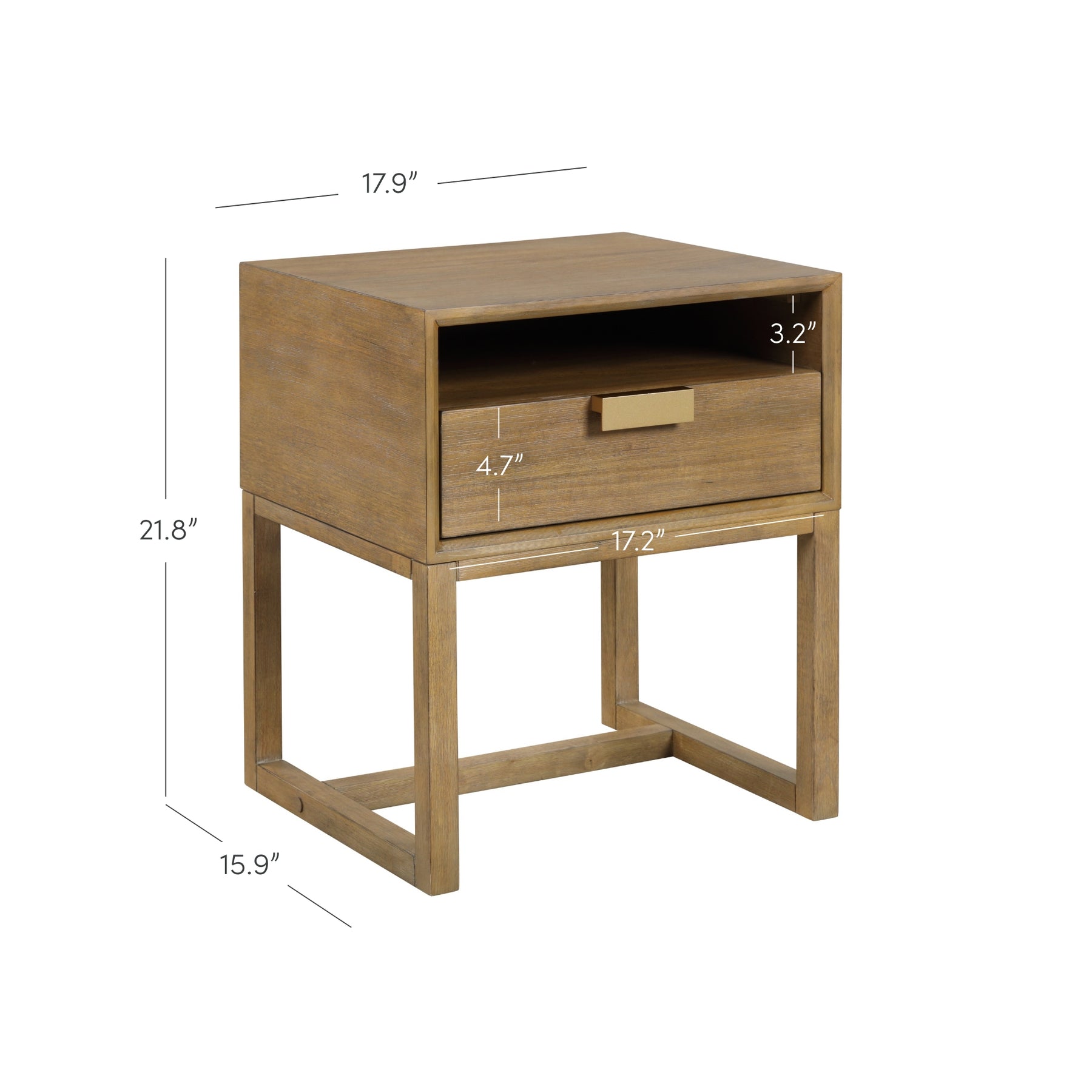 Luke Modern Light Brown Wood Nightstand with Drawer Nathan James