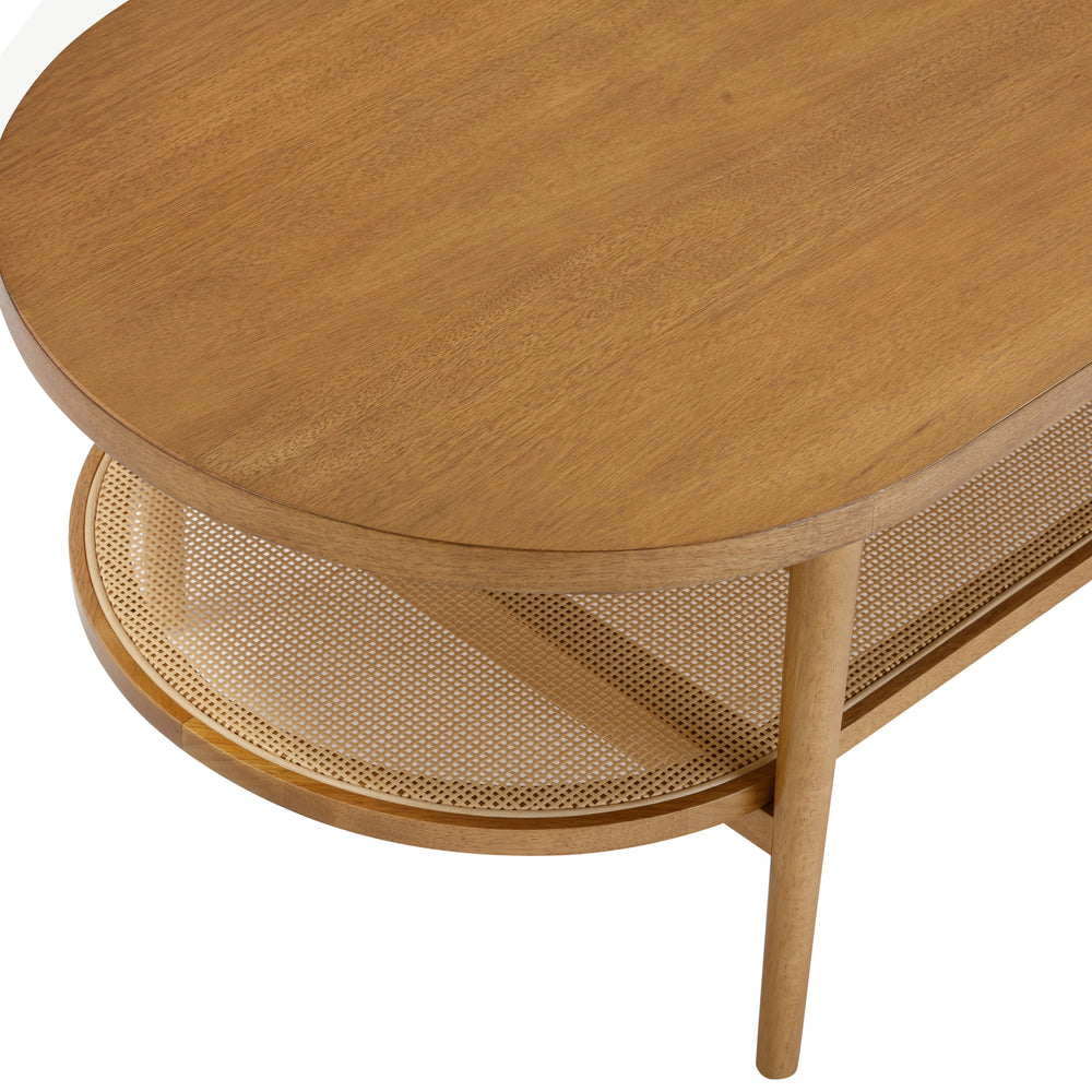 Sonia Wood & Rattan Oval Bohemian Coffee Table Acacia | Nathan James