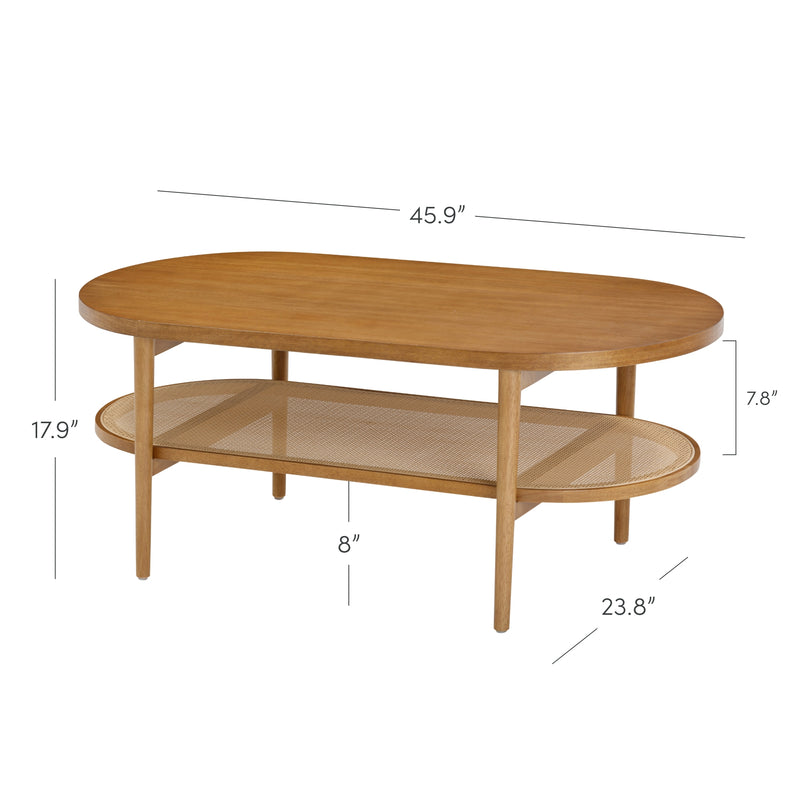 Sonia Wood & Rattan Oval Bohemian Coffee Table Acacia | Nathan James