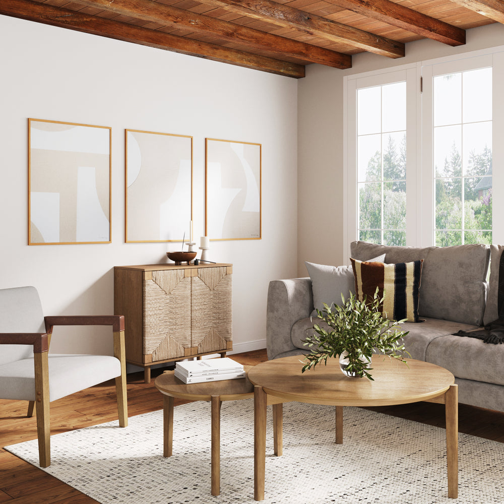 Kendall Mid-Century Round Wood Nesting Coffee Table | Nathan James
