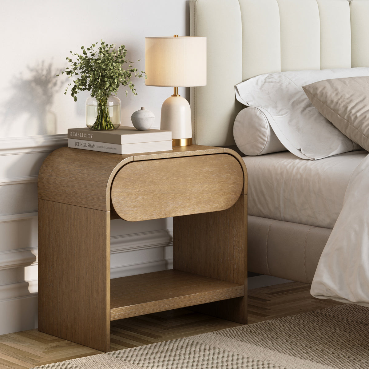 Iris Mid Century Modern Wood Arched End Table | Nathan James