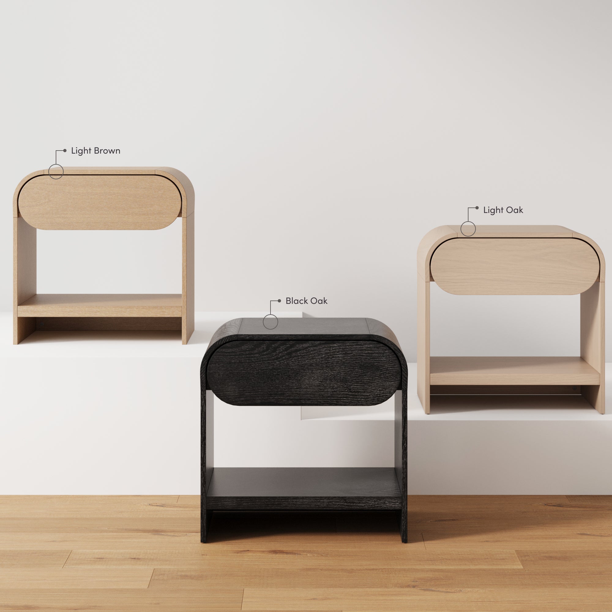 Iris Mid Century Modern Wood Arched Nightstand Oak | Nathan James