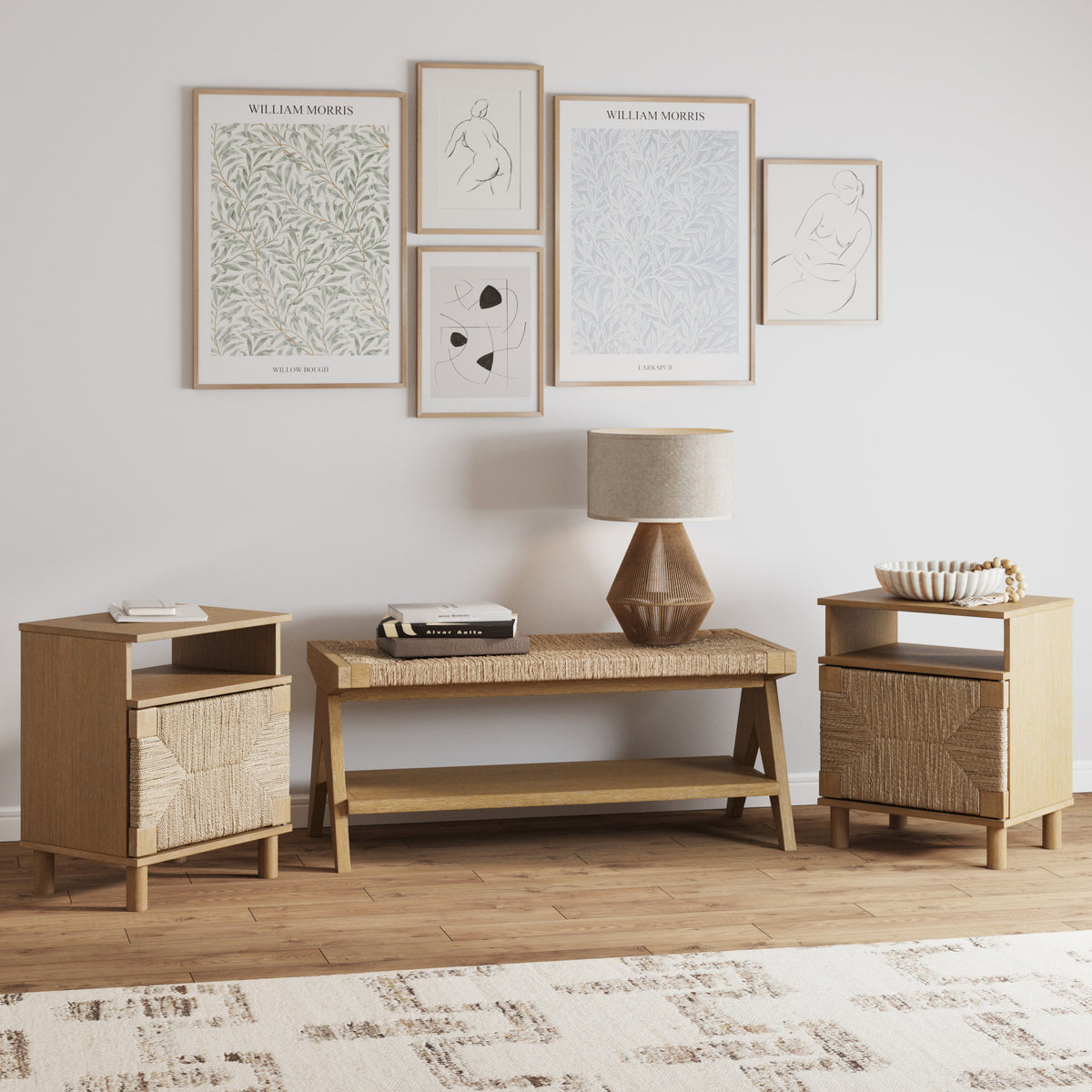boho dresser and nightstand set LEYAOYAO Rattan NightStands of 2 with Charger Station, Night Stand for Bedroom with 2 Drawers, Tea Brown Bedside Table Open Storage Cabinet, Bed Side End Table, Living Room 31.5 inches Height Boho Chic 4 Piece Platform
