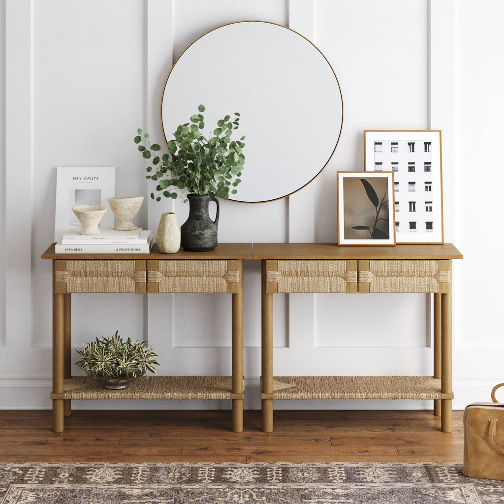 Boho Seagrass Console Tables