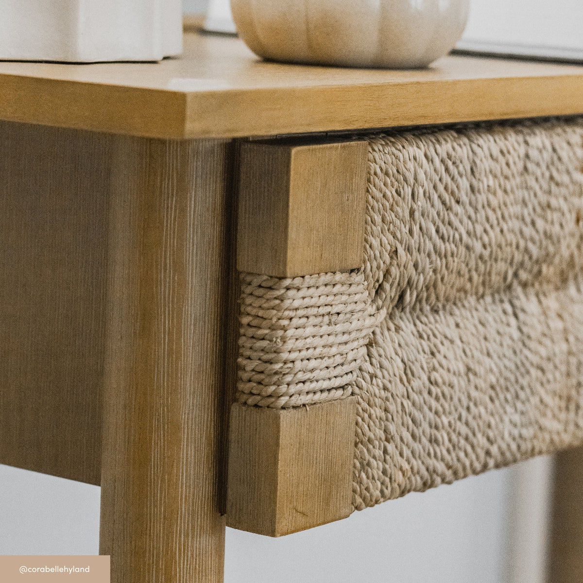Beacon Boho Seagrass & Wood Light Brown Console Table | Nathan James