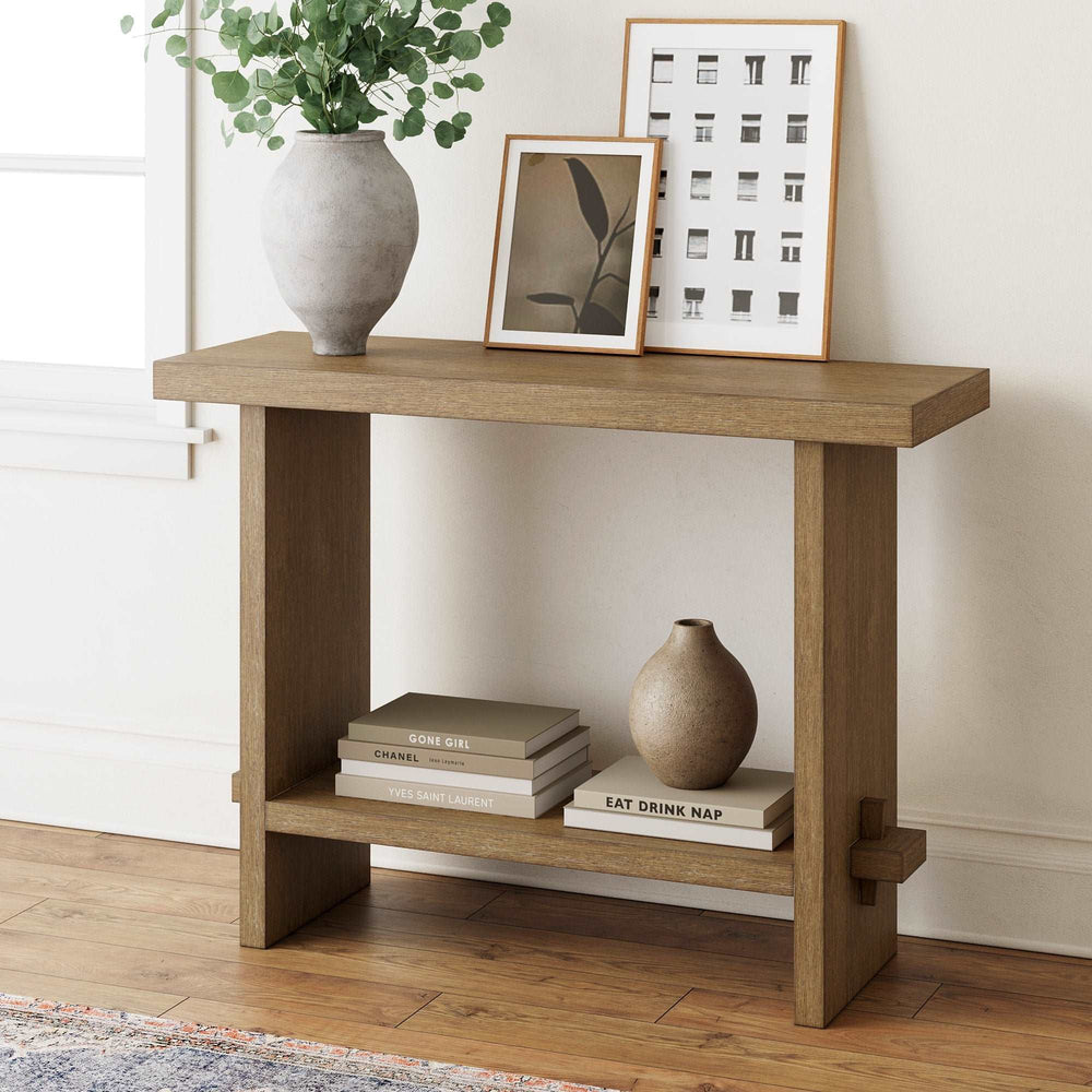 Virgo Wood Modern Farmhouse Brown Console Sofa Table | Nathan James