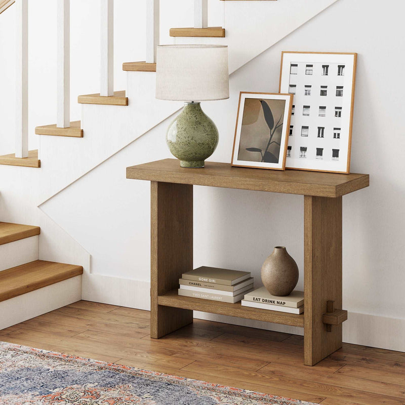 Virgo Wood Modern Farmhouse Brown Console Sofa Table | Nathan James