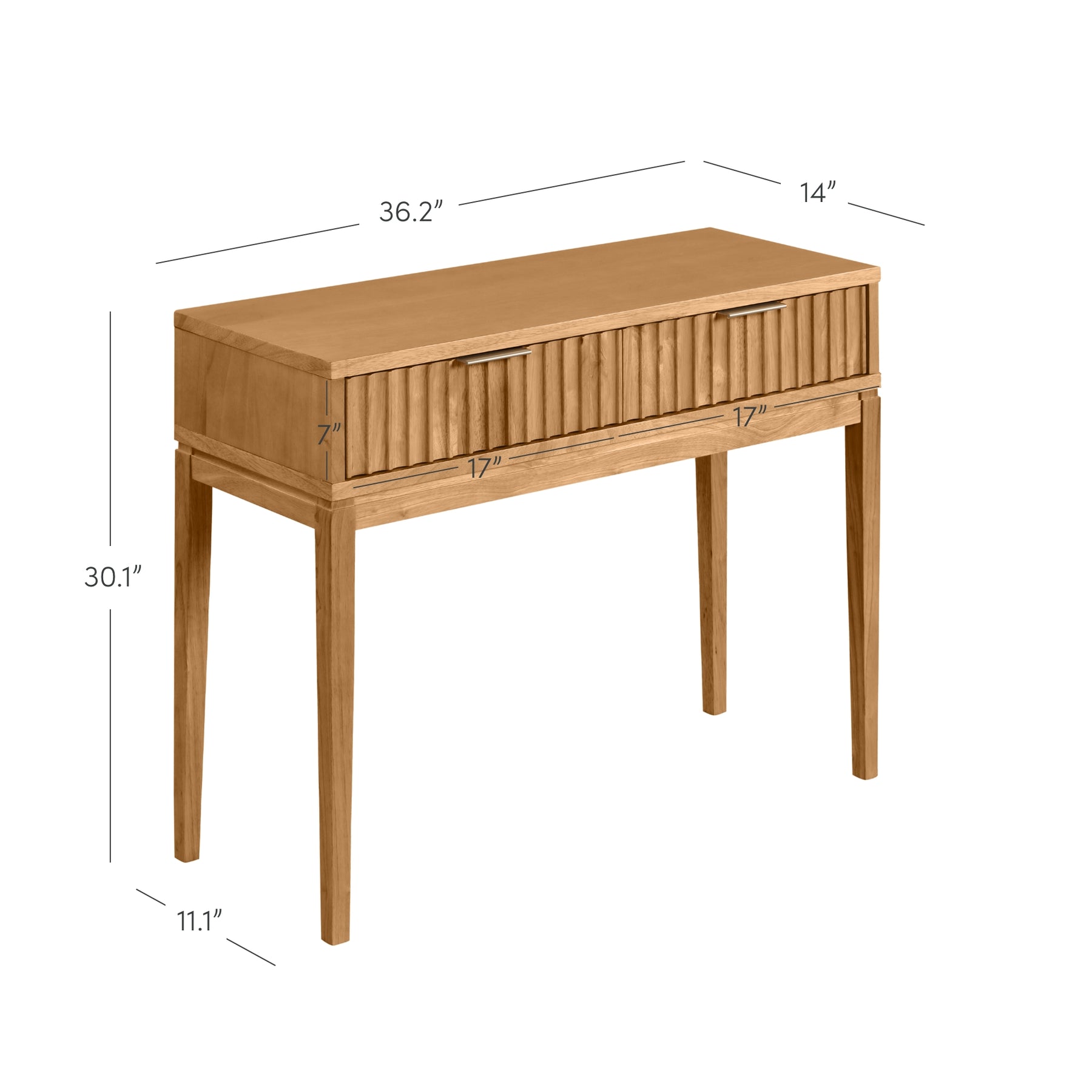 Wood Fluted Storage Console Sofa Table Warm Pine | Nathan James