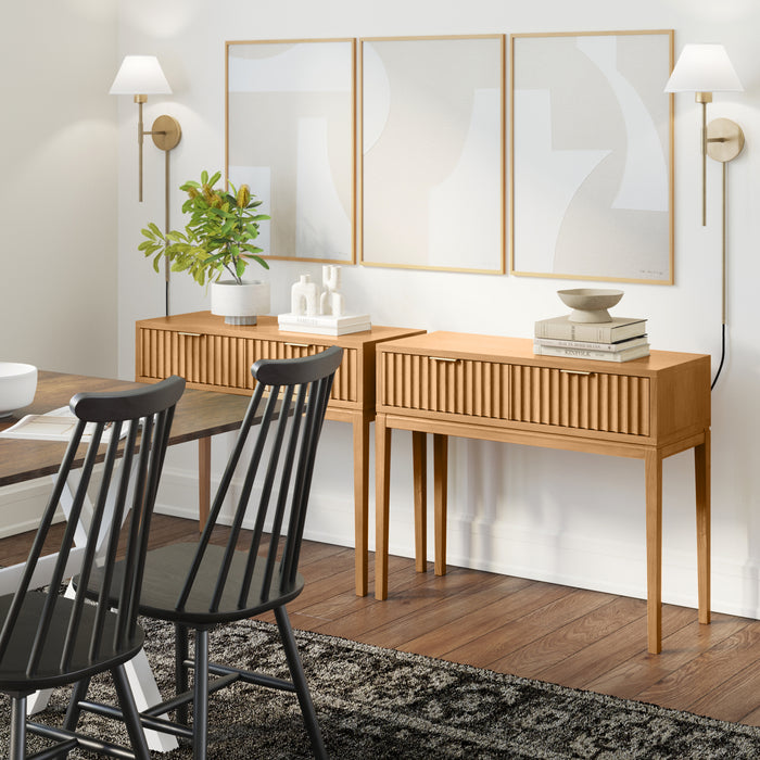 Wood Fluted Storage Console Sofa Table | Nathan James