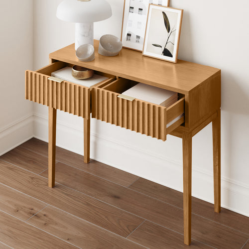 Wood Fluted Storage Console Sofa Table | Nathan James
