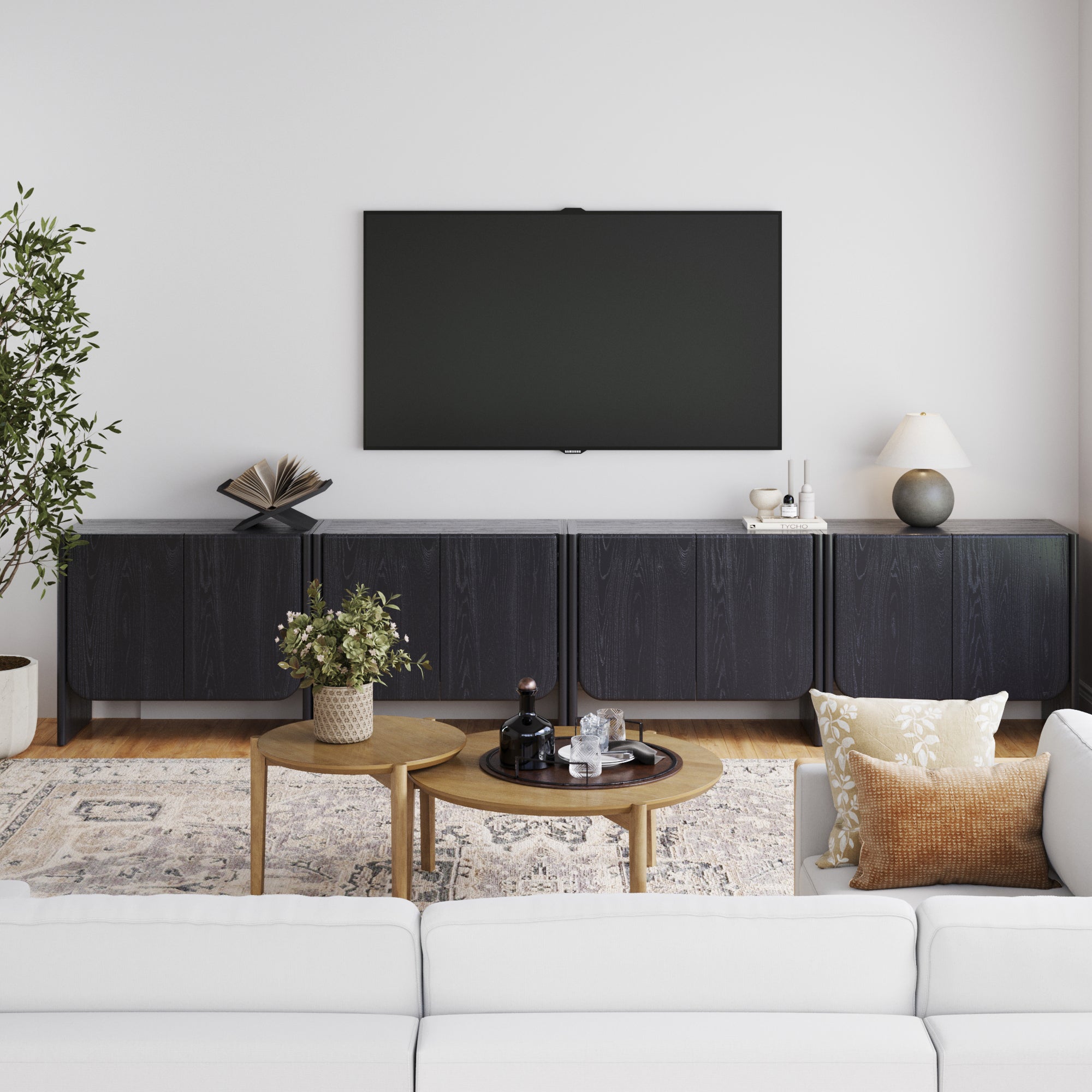 Jacala Mid Century Rounded Wood Accent Cabinet | Nathan James