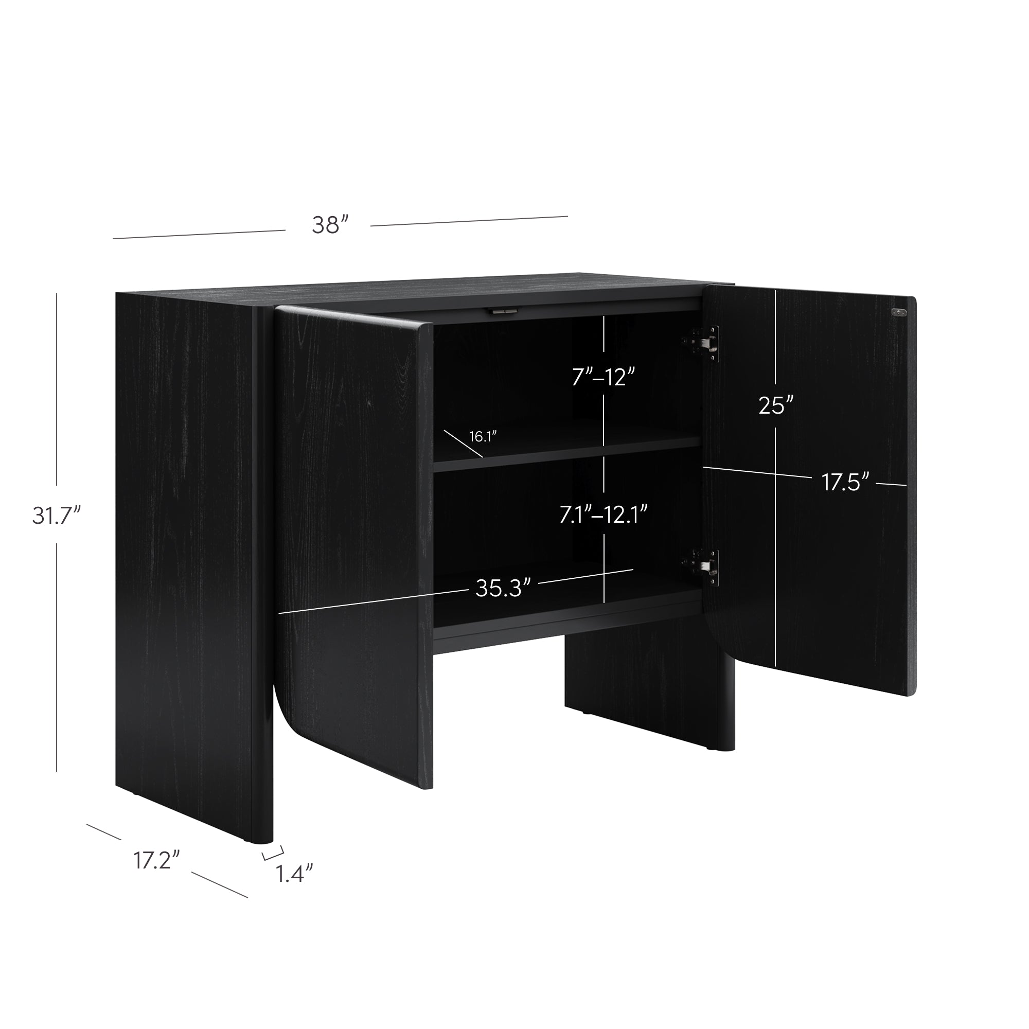 Jacala Storage Cabinet Wood Black Oak Mid-Century | Nathan James