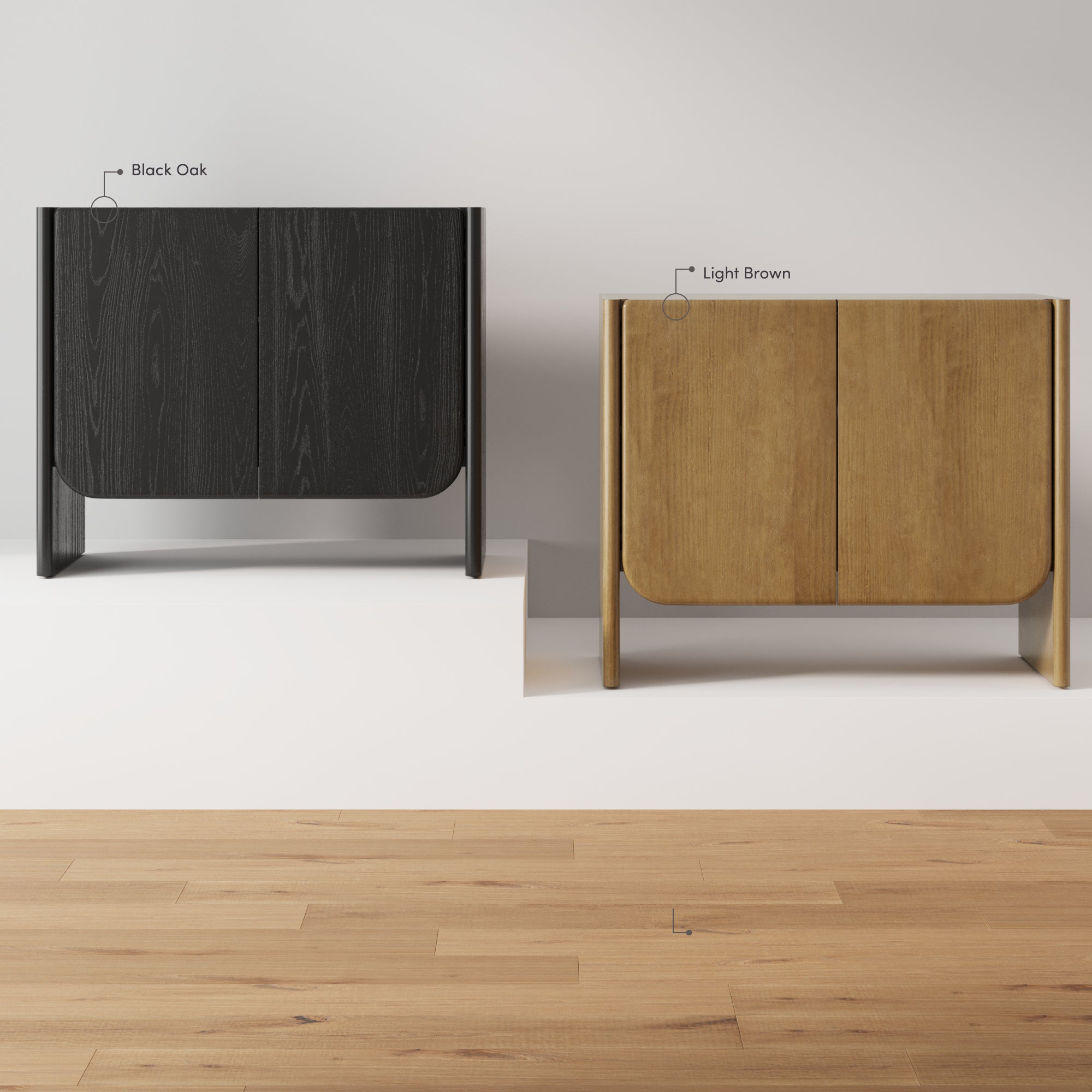 Rounded Wood Cabinet or TV Stand Black Oak (Set of 3) - Thumbnail 5