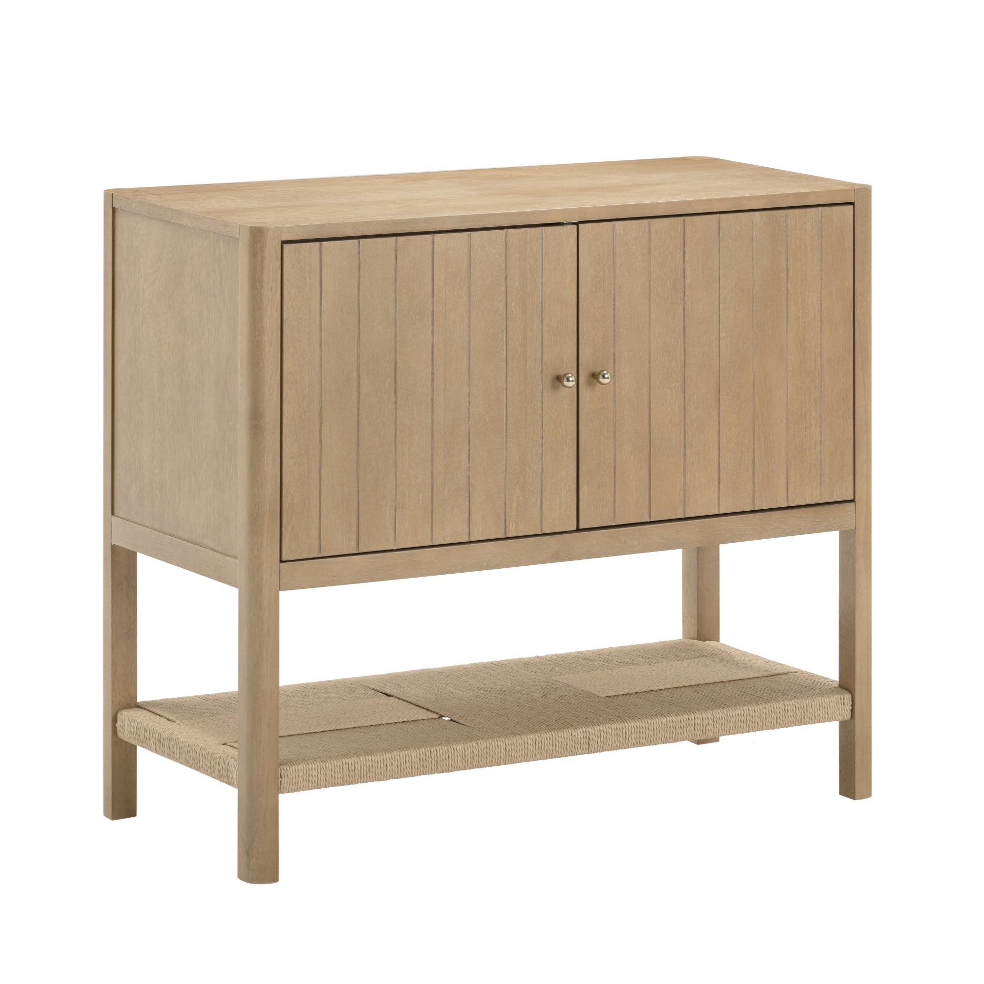 Mid-Century Grooved Door Storage Cabinet