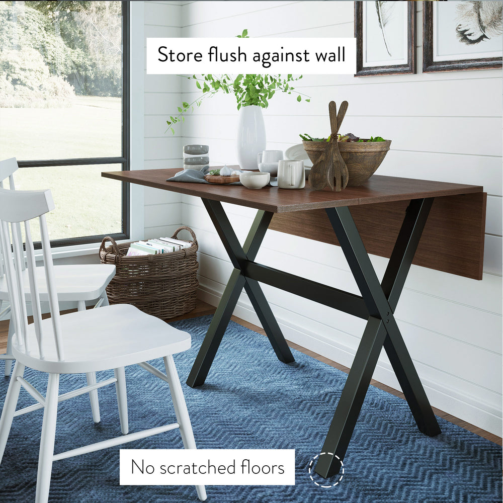 Kalos Rustic Farmhouse Wood Drop Leaf Dining Table Nathan James