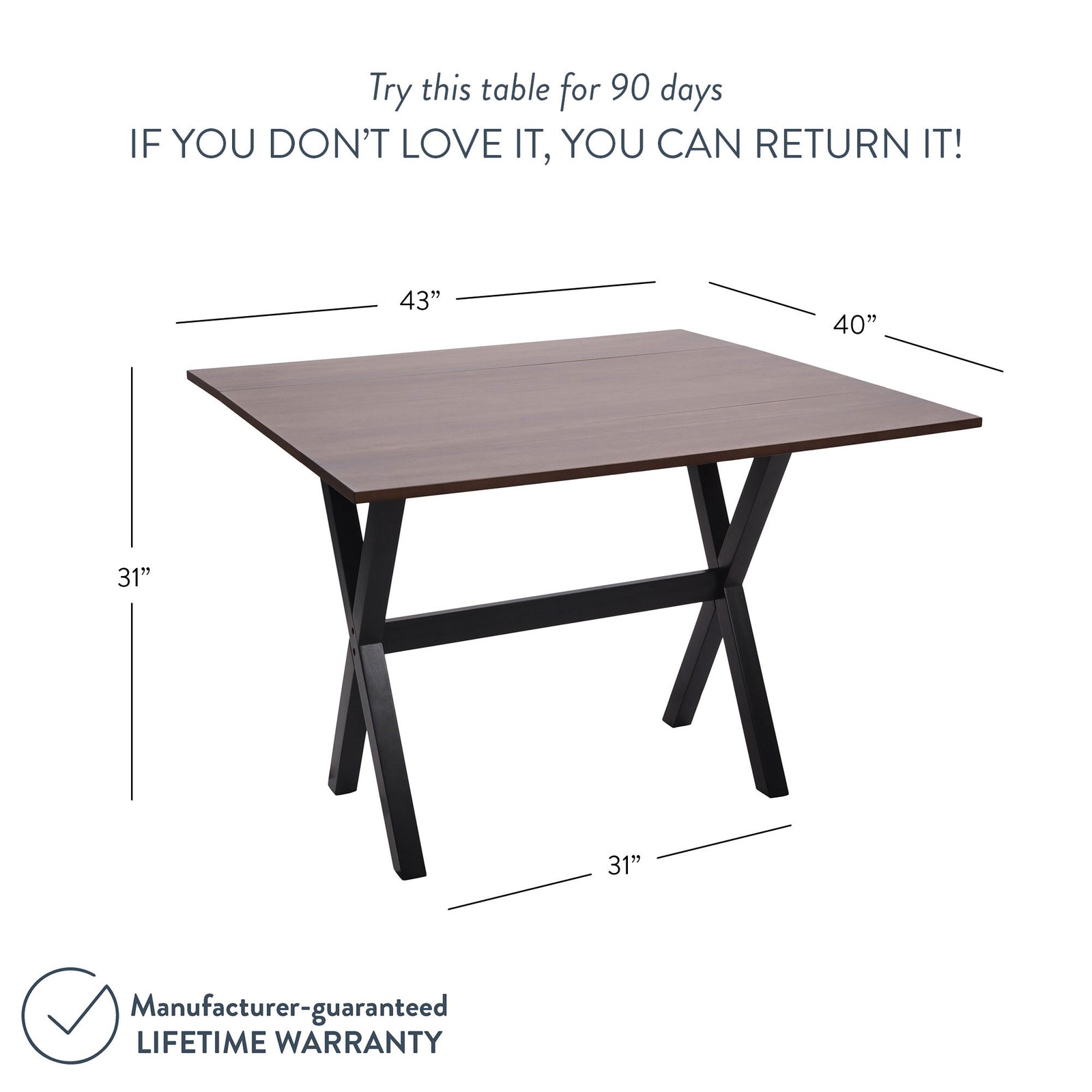 Kalos Rustic Farmhouse Wood Drop Leaf Dining Table Nathan James