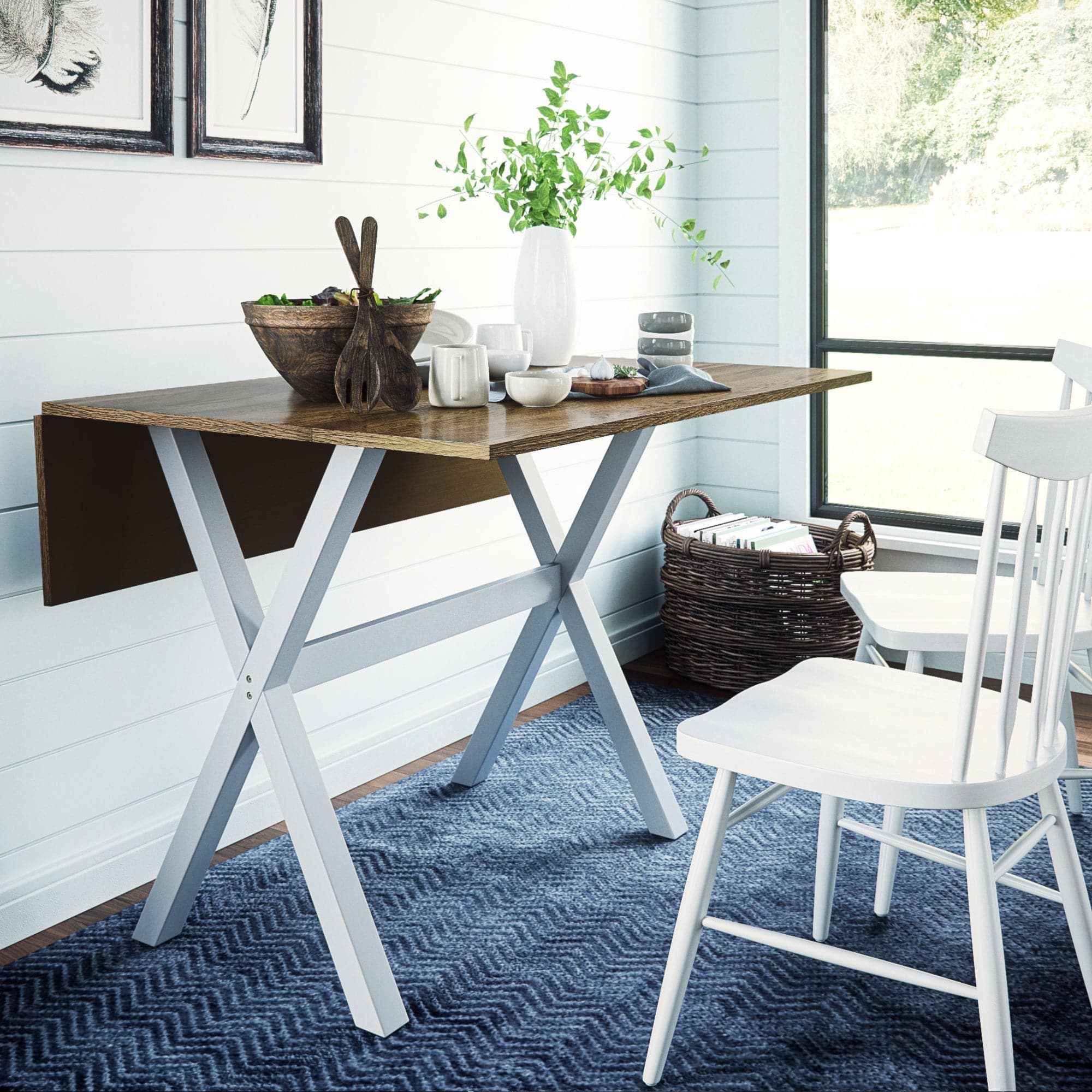 Wood Drop Leaf Dining Table White