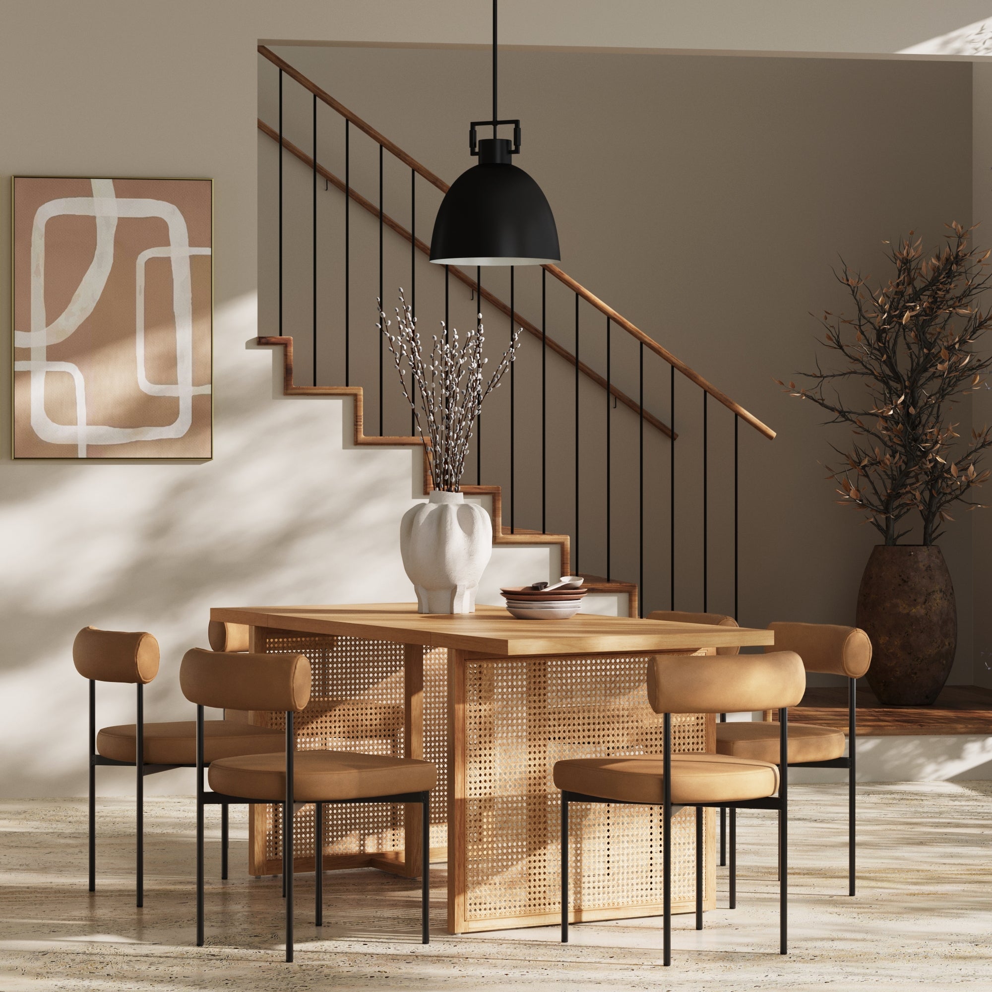 Willow Dahlia Brown Boho Dining Set Chairs Nathan James