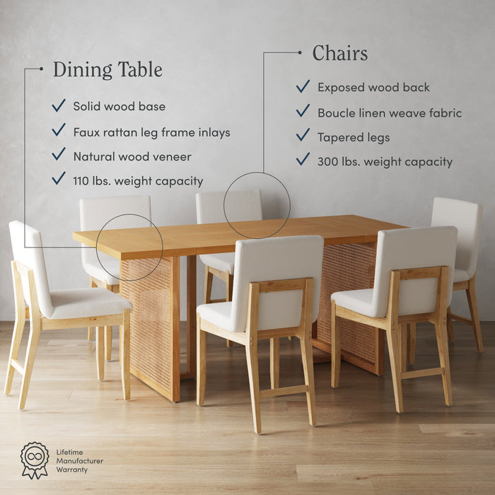 Willow & Gracie Brown Boho Dining Set 6 Chairs | Nathan James