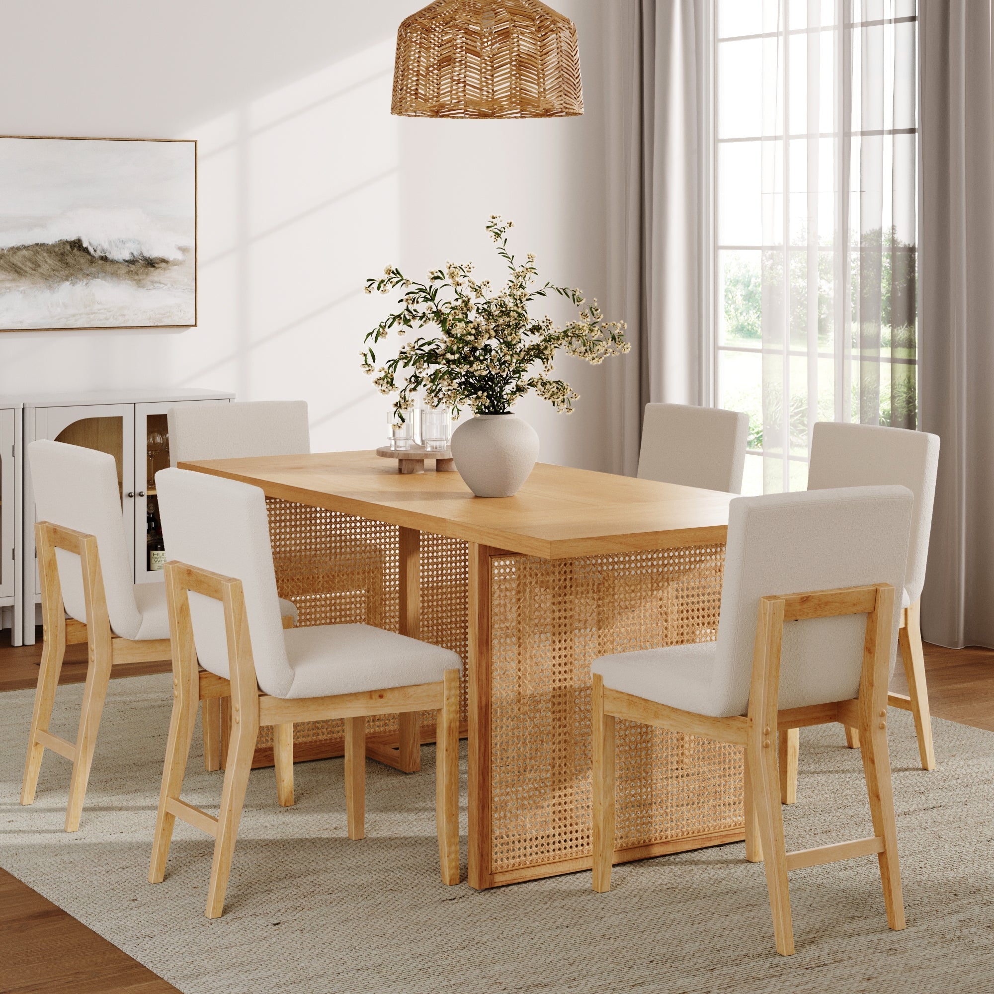 Willow & Gracie Brown Boho Dining Set 6 Chairs | Nathan James