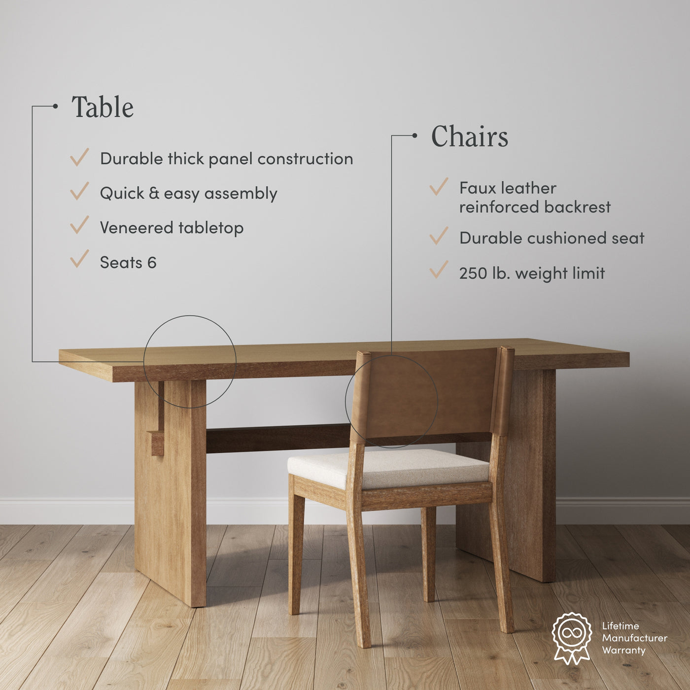 Briggs & Linus Farmhouse Dining Set (6 Chairs) | Nathan James
