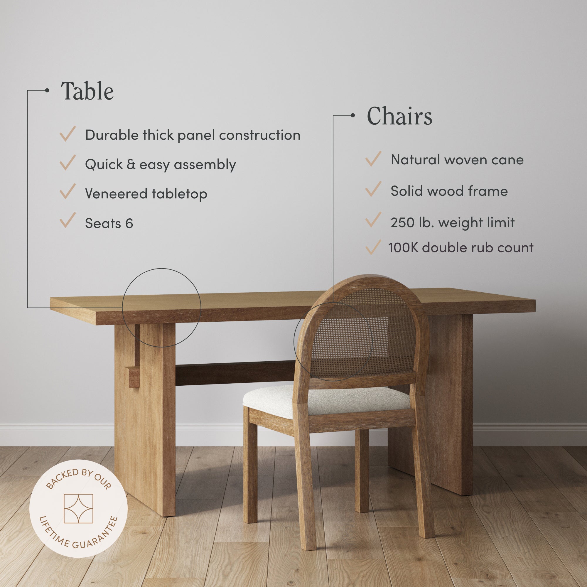 Bohemian Cane Dining Set (4 Chairs) - Nathan James