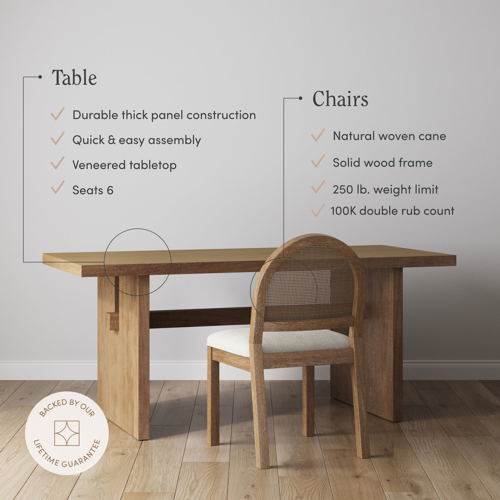 Bohemian Cane Dining Set (6 Chairs) - Nathan James