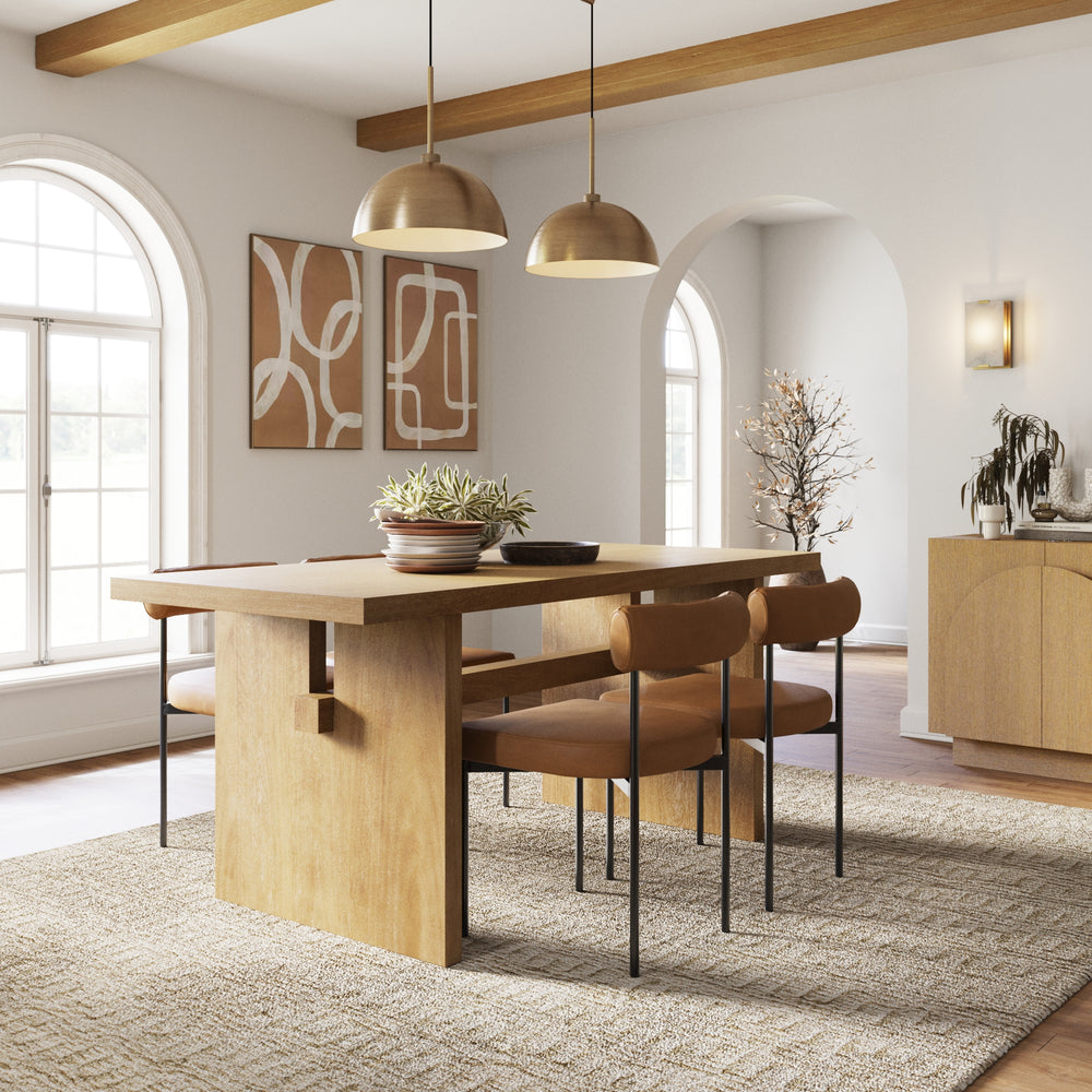 Briggs Dining Set Light Brown Wood 4 Chairs Mid-Century | Nathan James