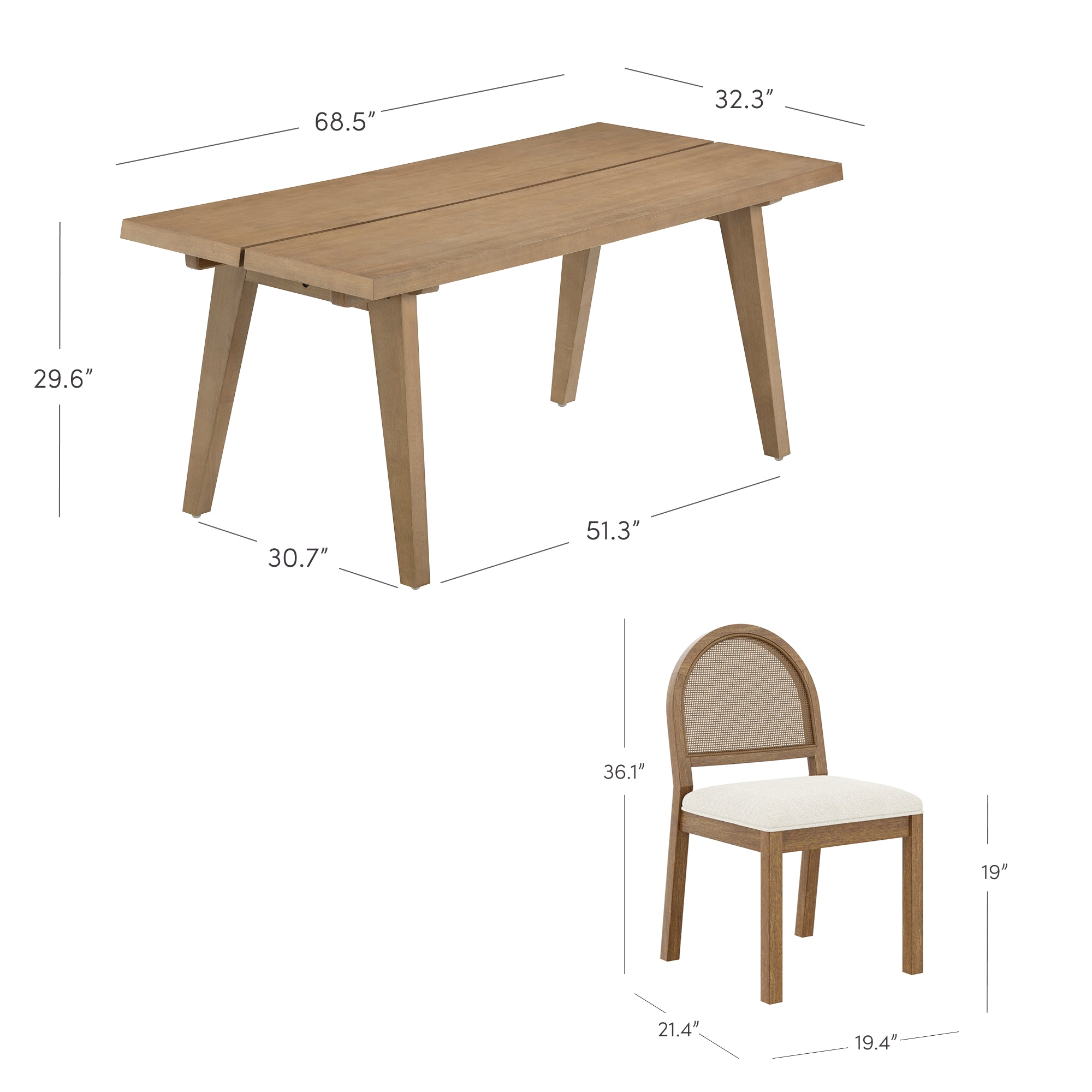 Andy Dining Set Natural Rattan 6 Chairs | Nathan James