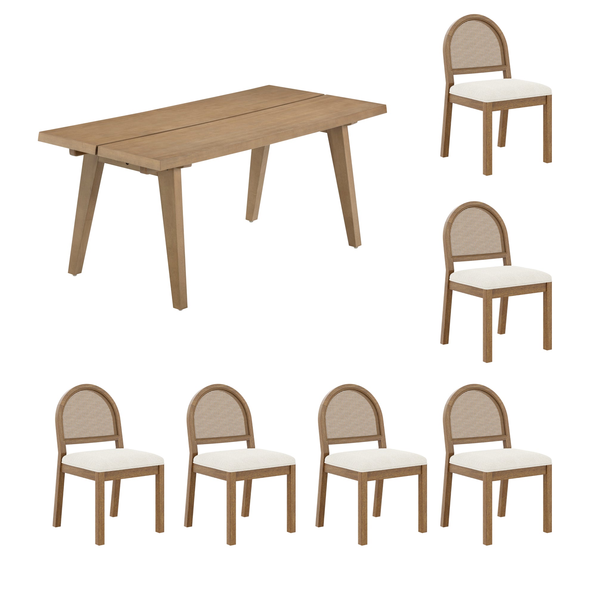 Natural Rattan Dining Table Set - Thumbnail 5