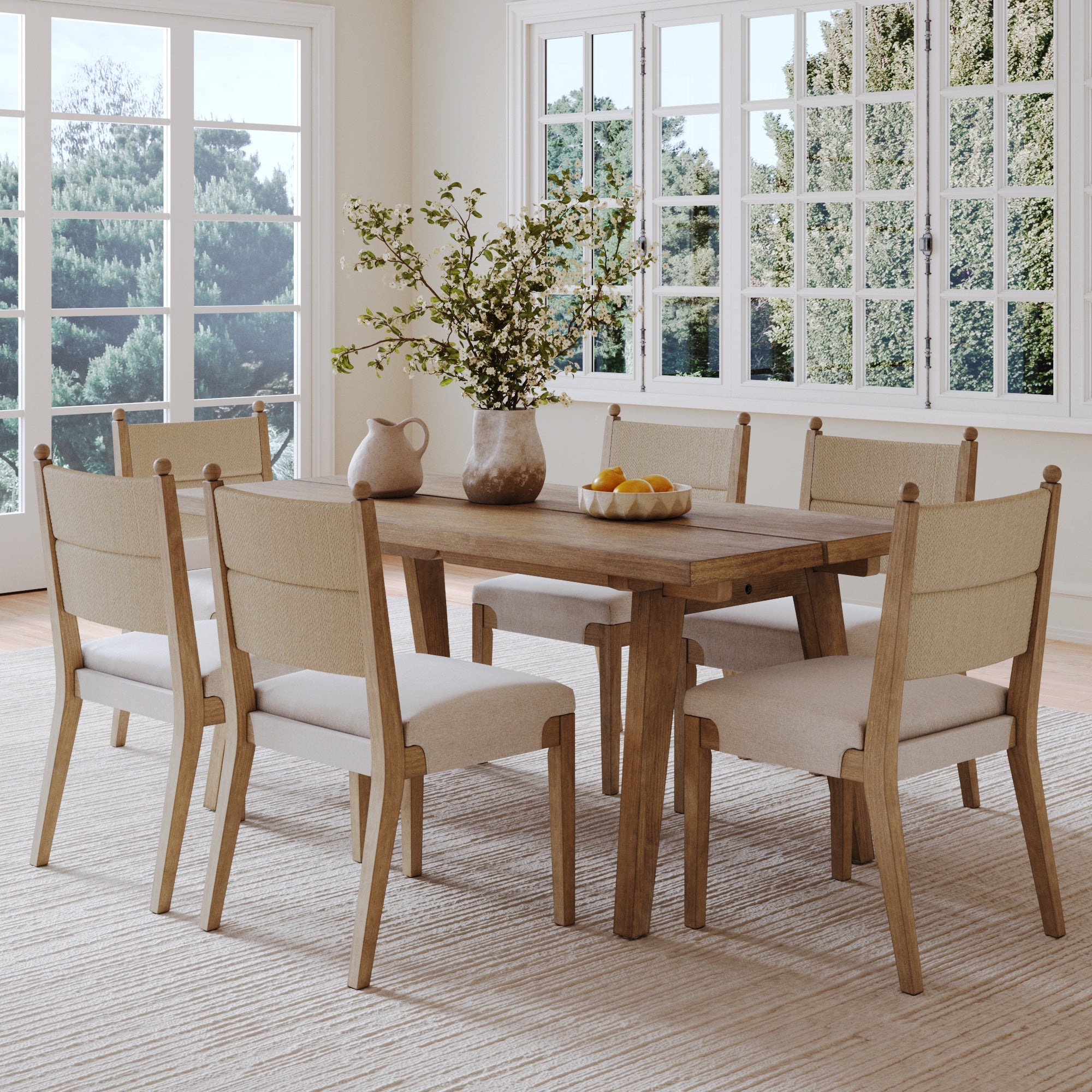 Boho Seagrass Dining Table Set - Thumbnail 3
