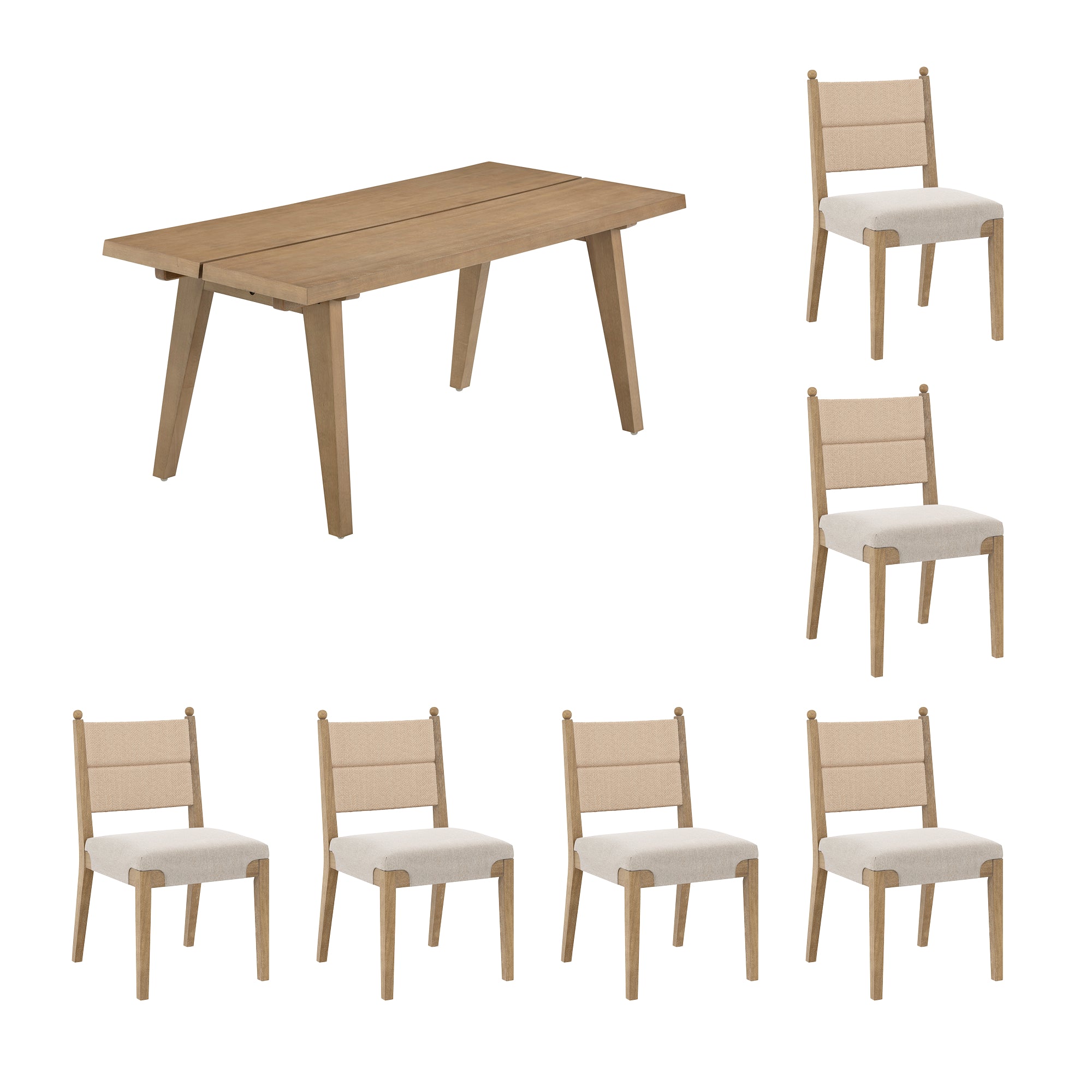 Boho Seagrass Dining Table Set - Thumbnail 2