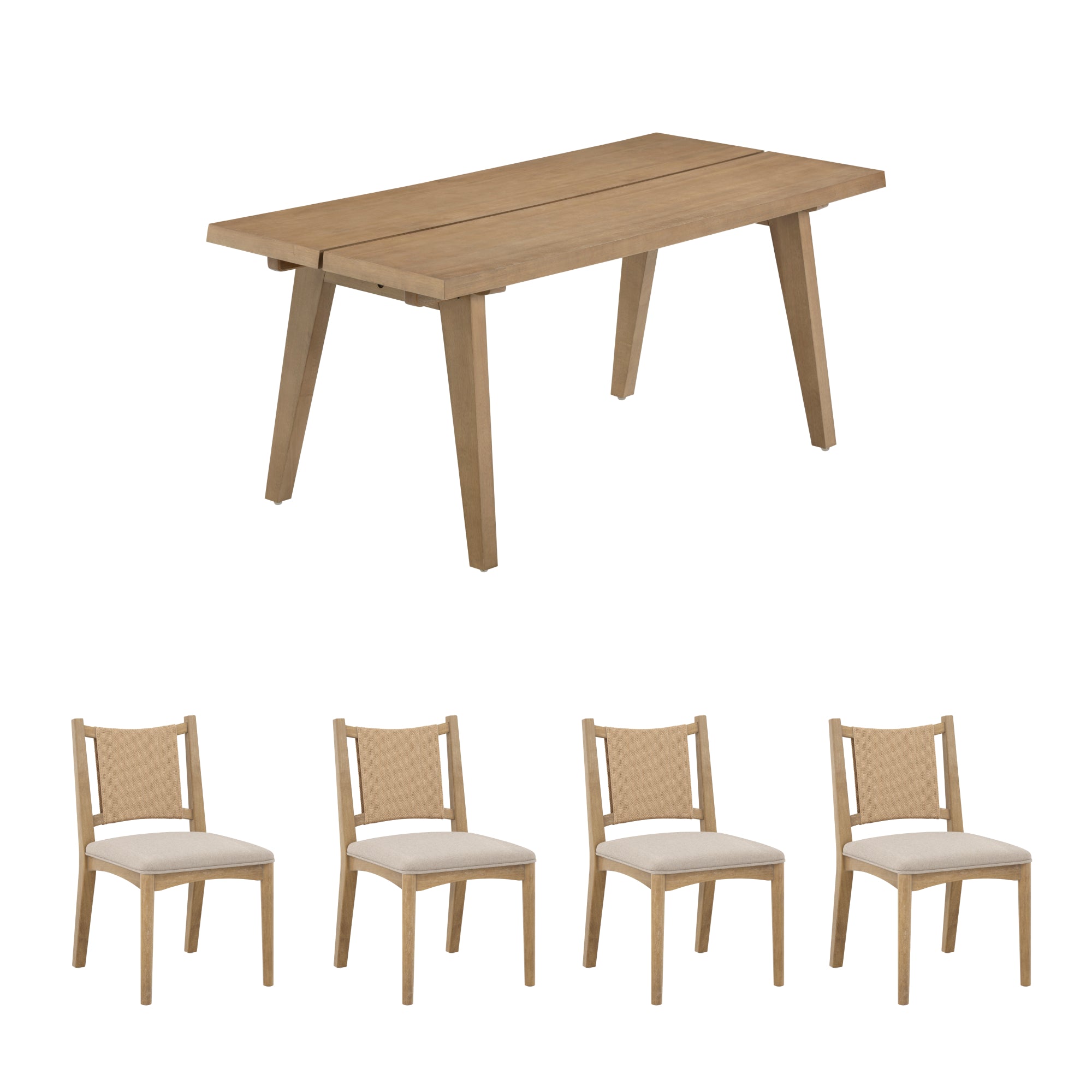 Bohemian Wooden Dining Table Set - Thumbnail 2