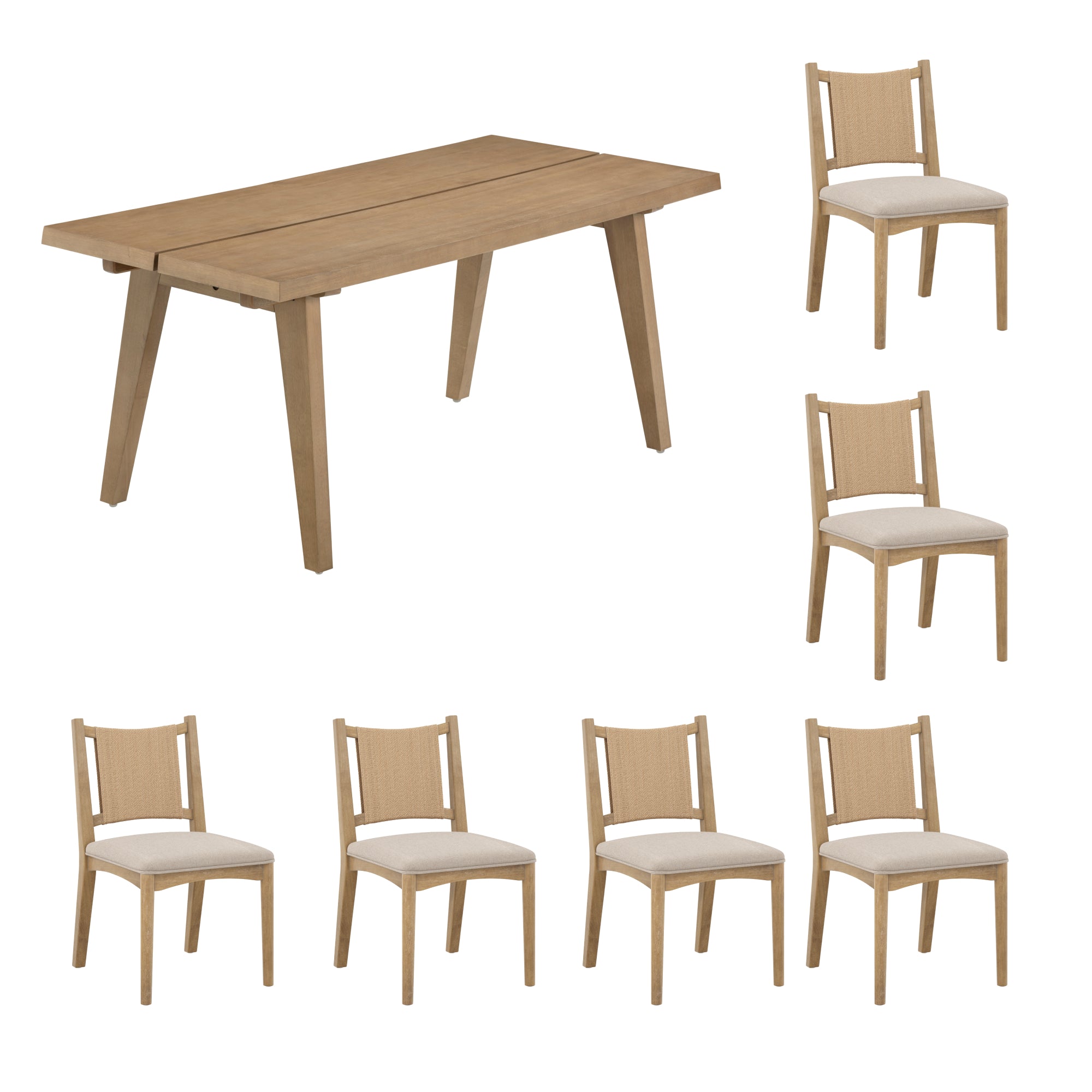 Bohemian Wooden Dining Table Set - Thumbnail 3