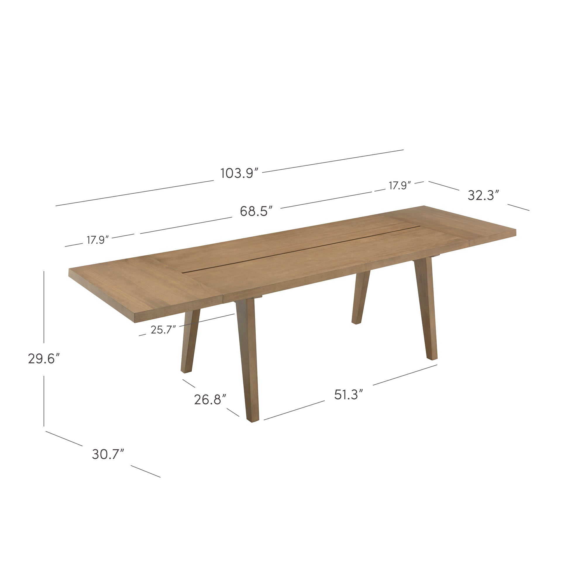 Andy Dining Table Wooden Light Brown Leaf Extension | Nathan James